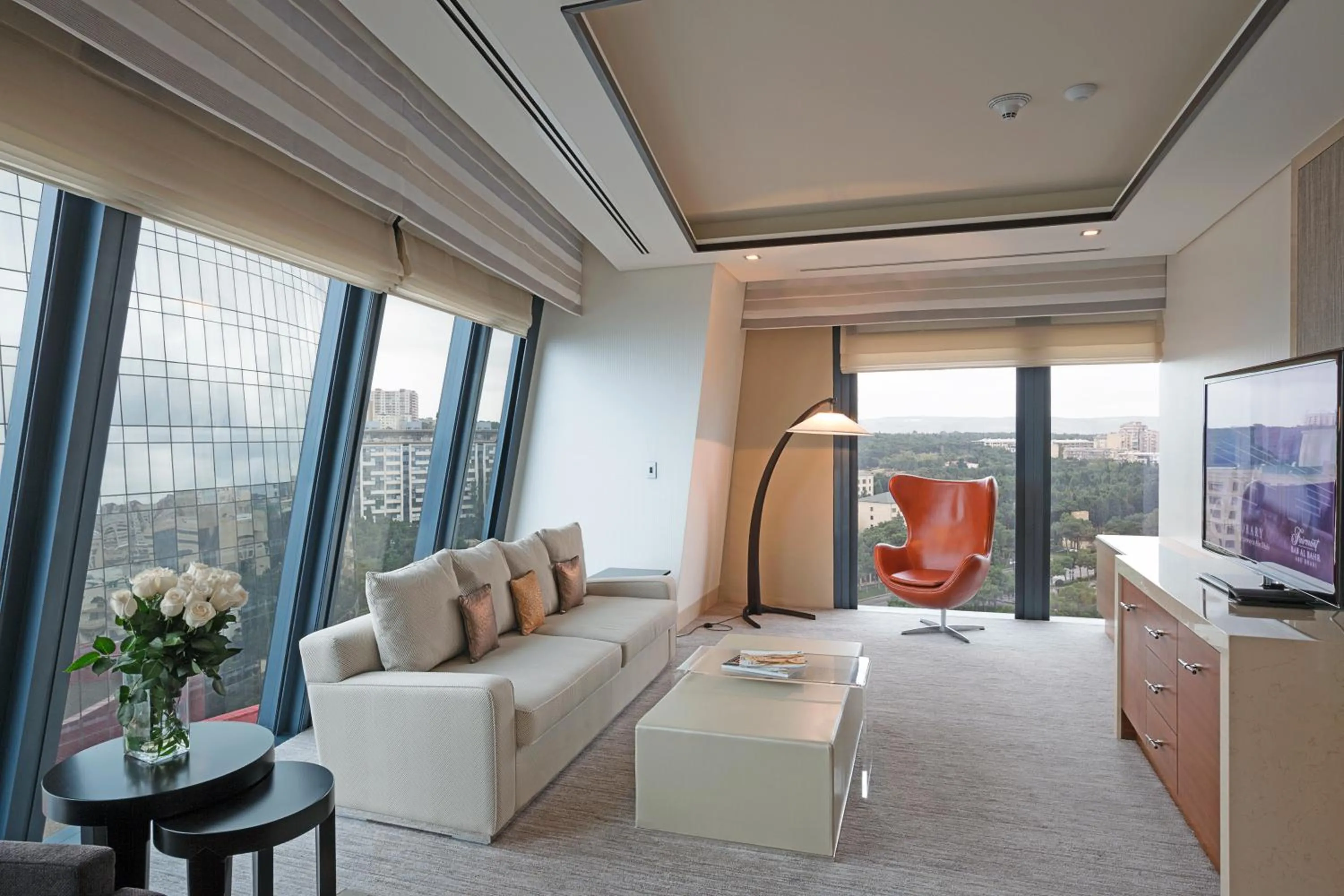 City view in Fairmont Baku, Flame Towers