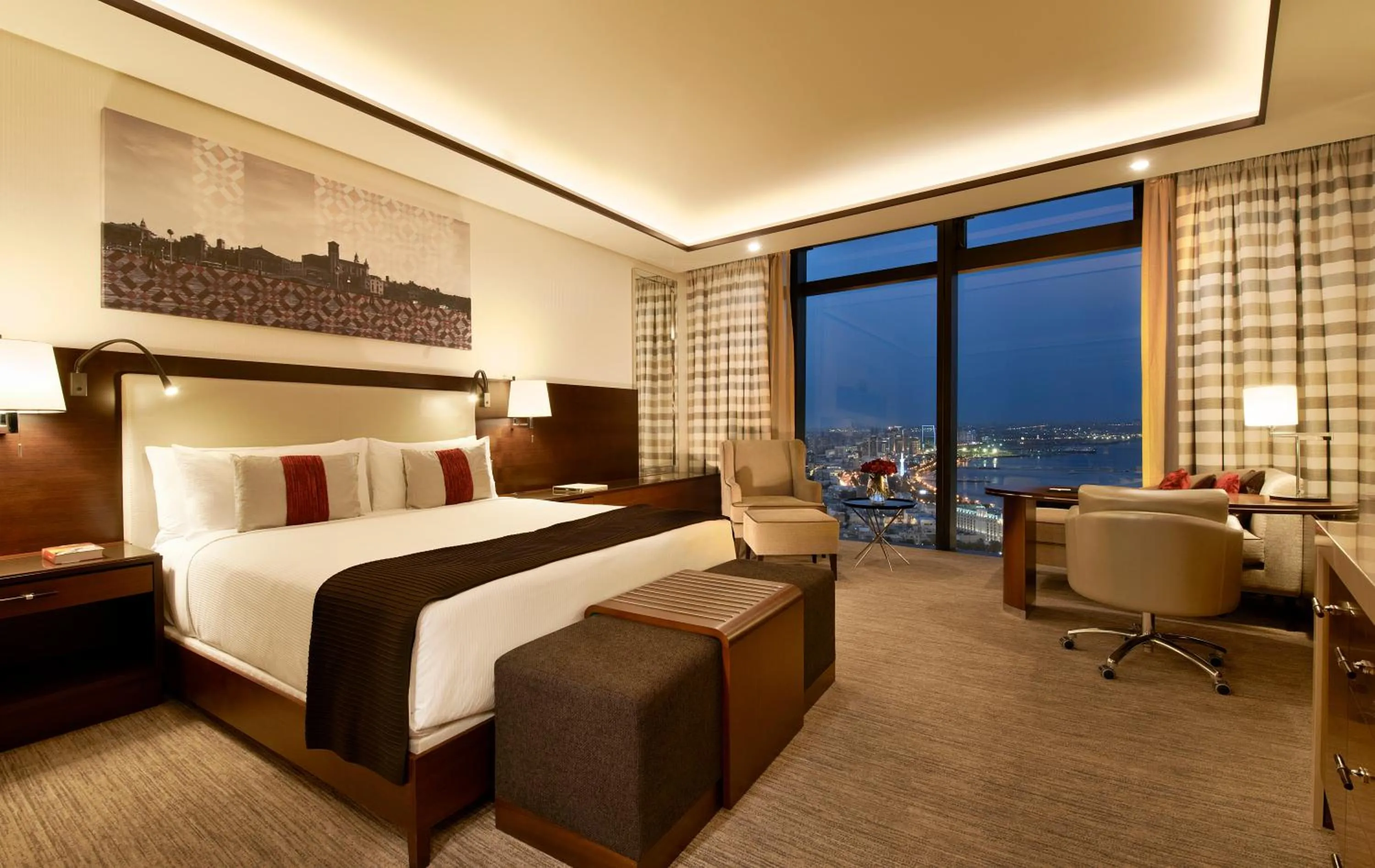 Bedroom, Bed in Fairmont Baku, Flame Towers