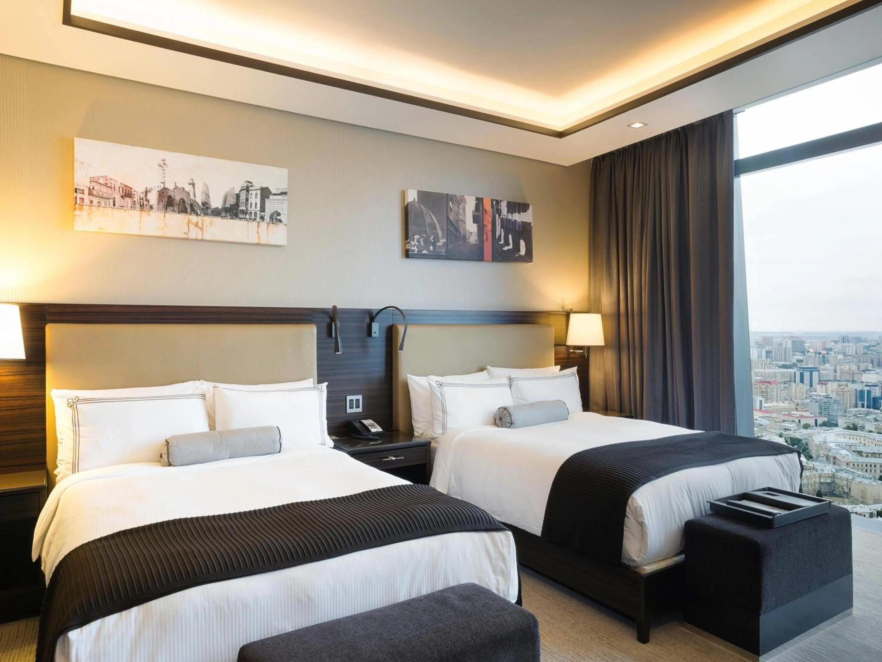 Bedroom, Bed in Fairmont Baku, Flame Towers