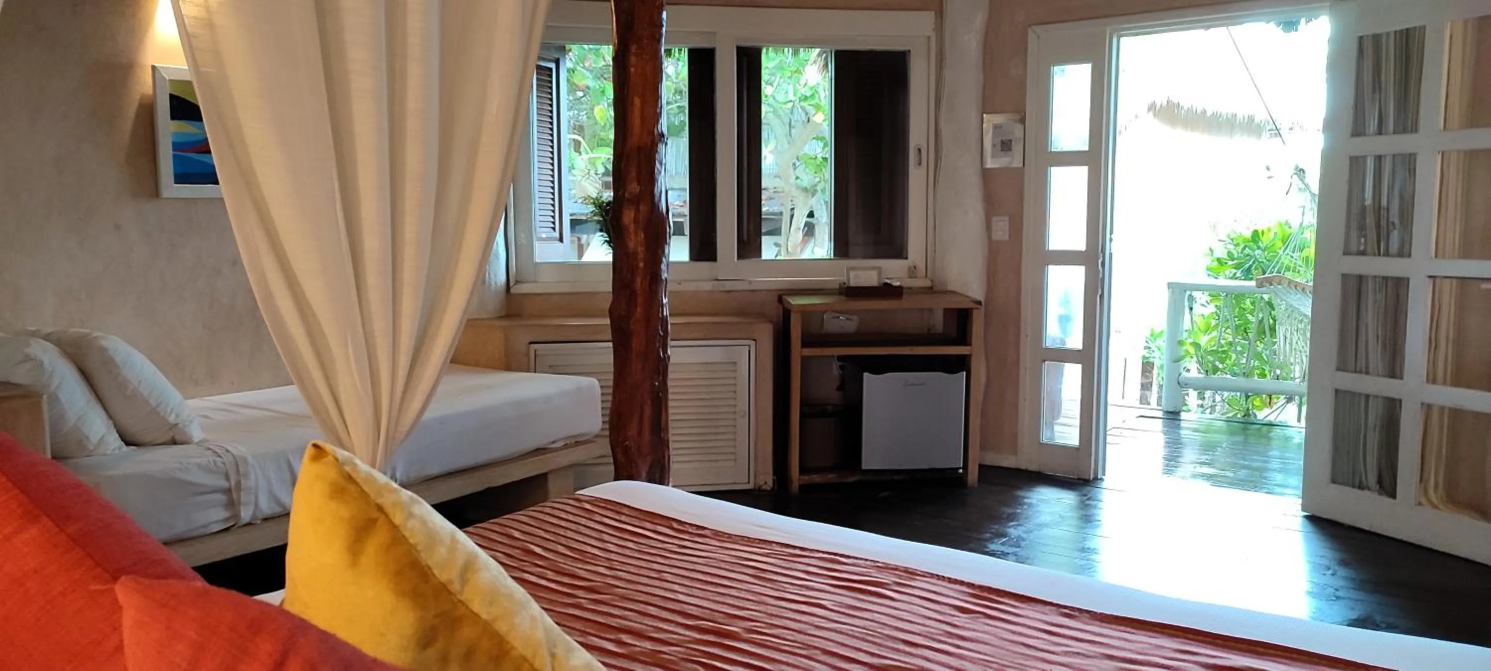 Bed in Villa Las Estrellas Tulum - located at the party zone