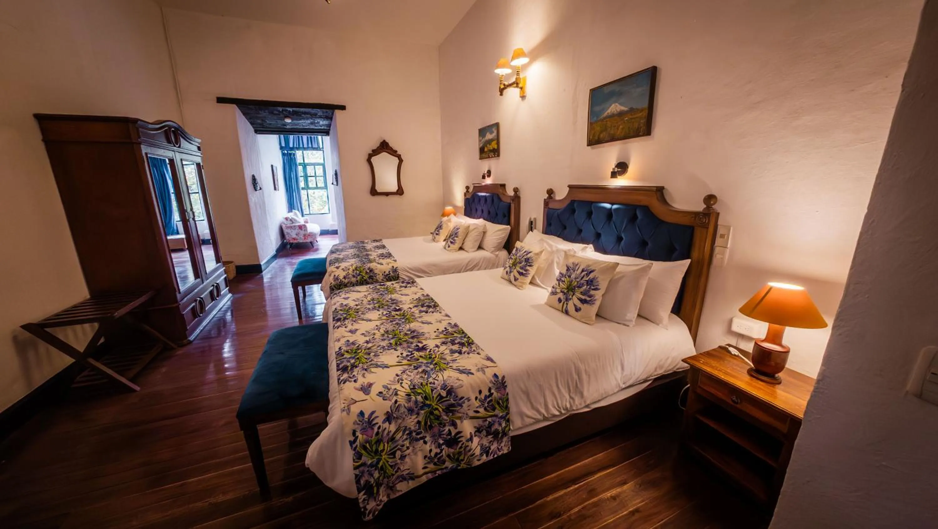 Bed in Hostería Hacienda Pinsaqui