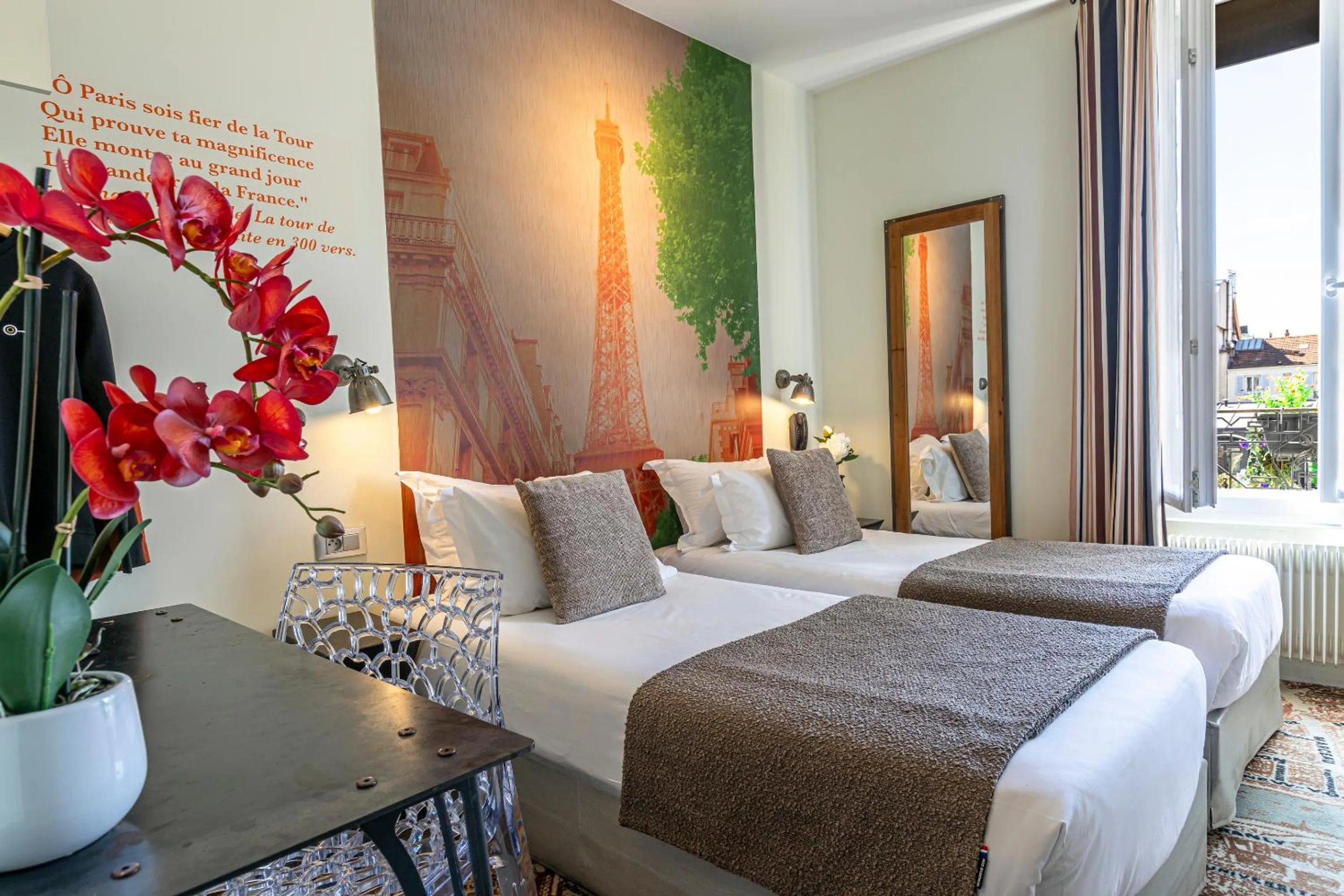 Bed in Hotel Alpha Paris Eiffel by Patrick Hayat