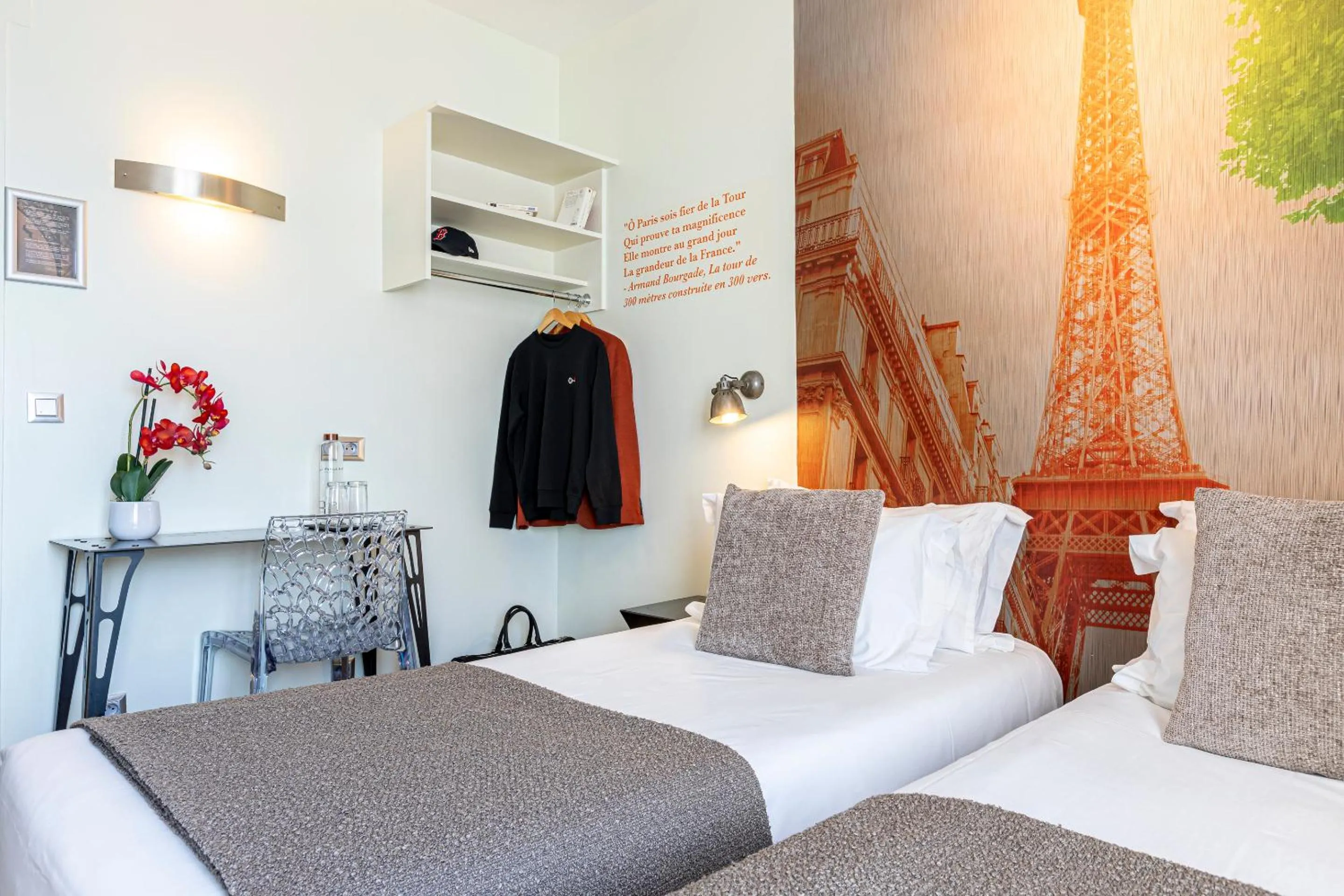 Bed in Hotel Alpha Paris Eiffel by Patrick Hayat