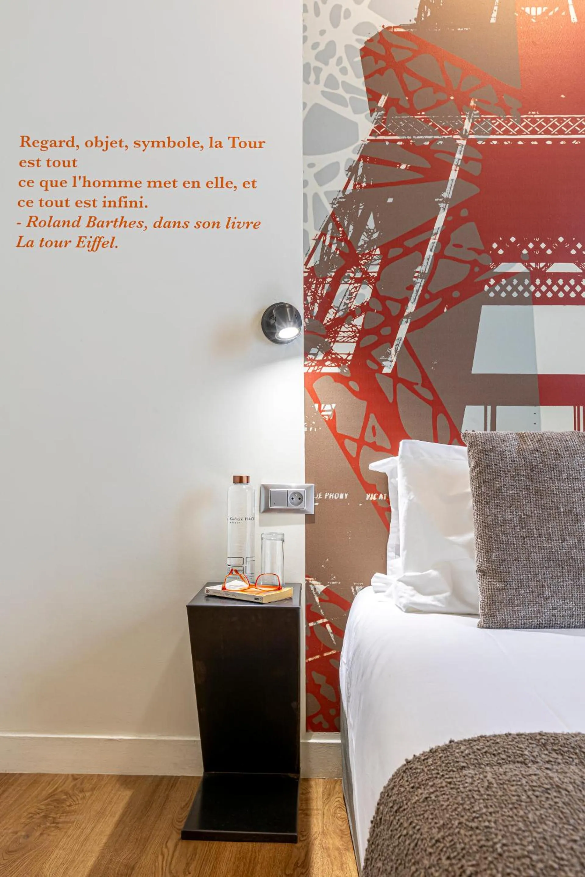 Decorative detail, Bed in Hotel Alpha Paris Eiffel by Patrick Hayat