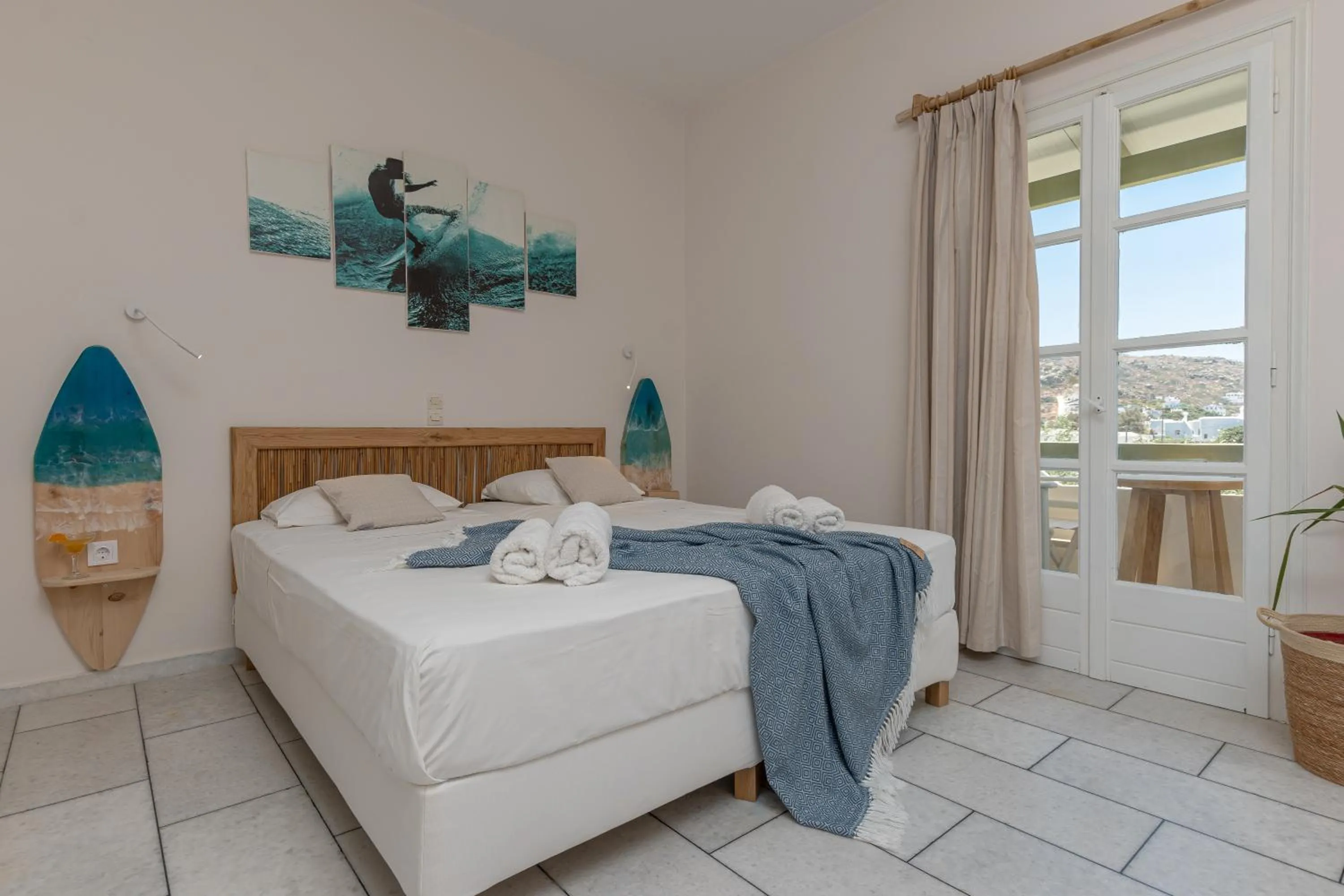 Bedroom, Bed in Studios Vrettos Beachfront Hotel