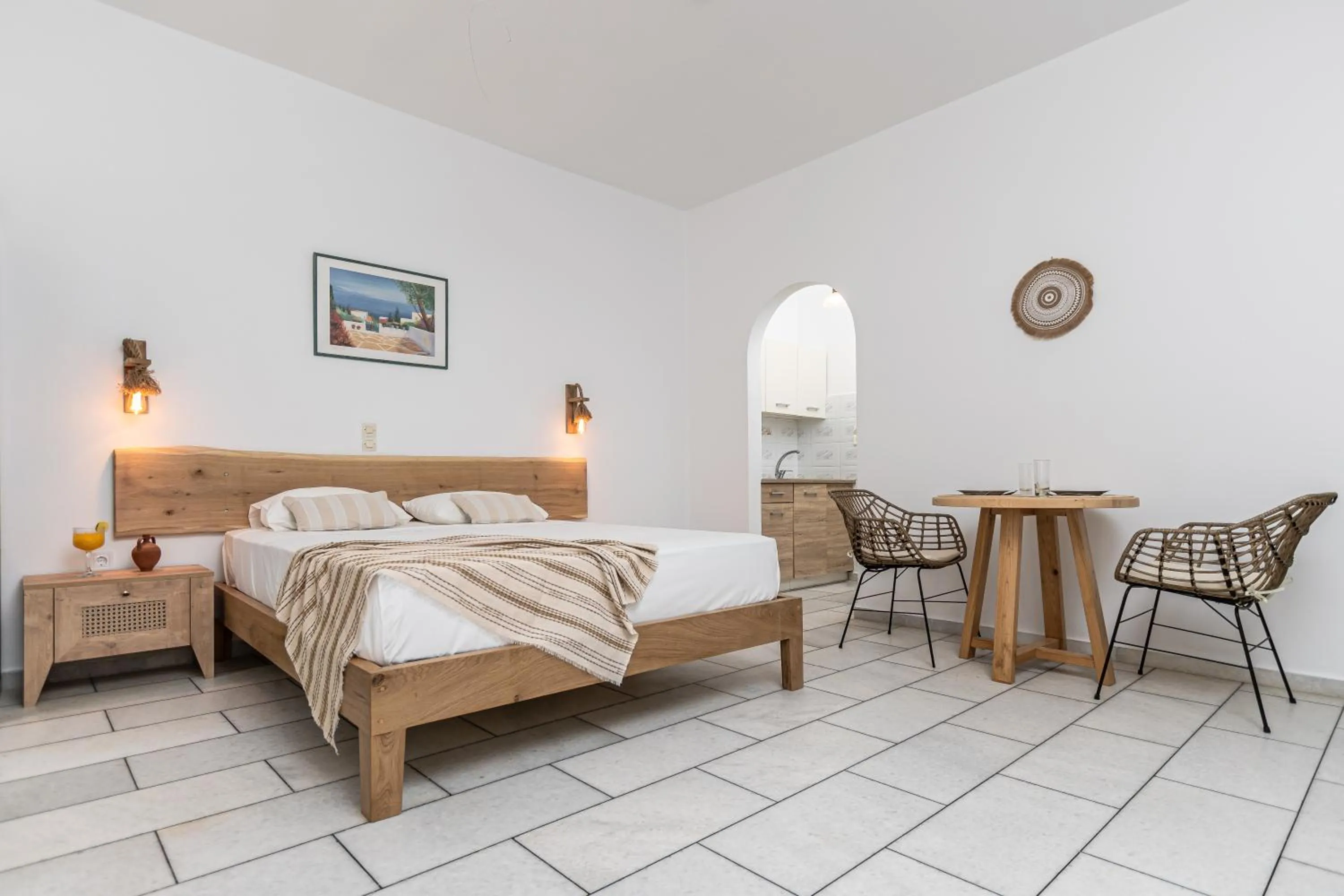 Bedroom, Bed in Studios Vrettos Beachfront Hotel