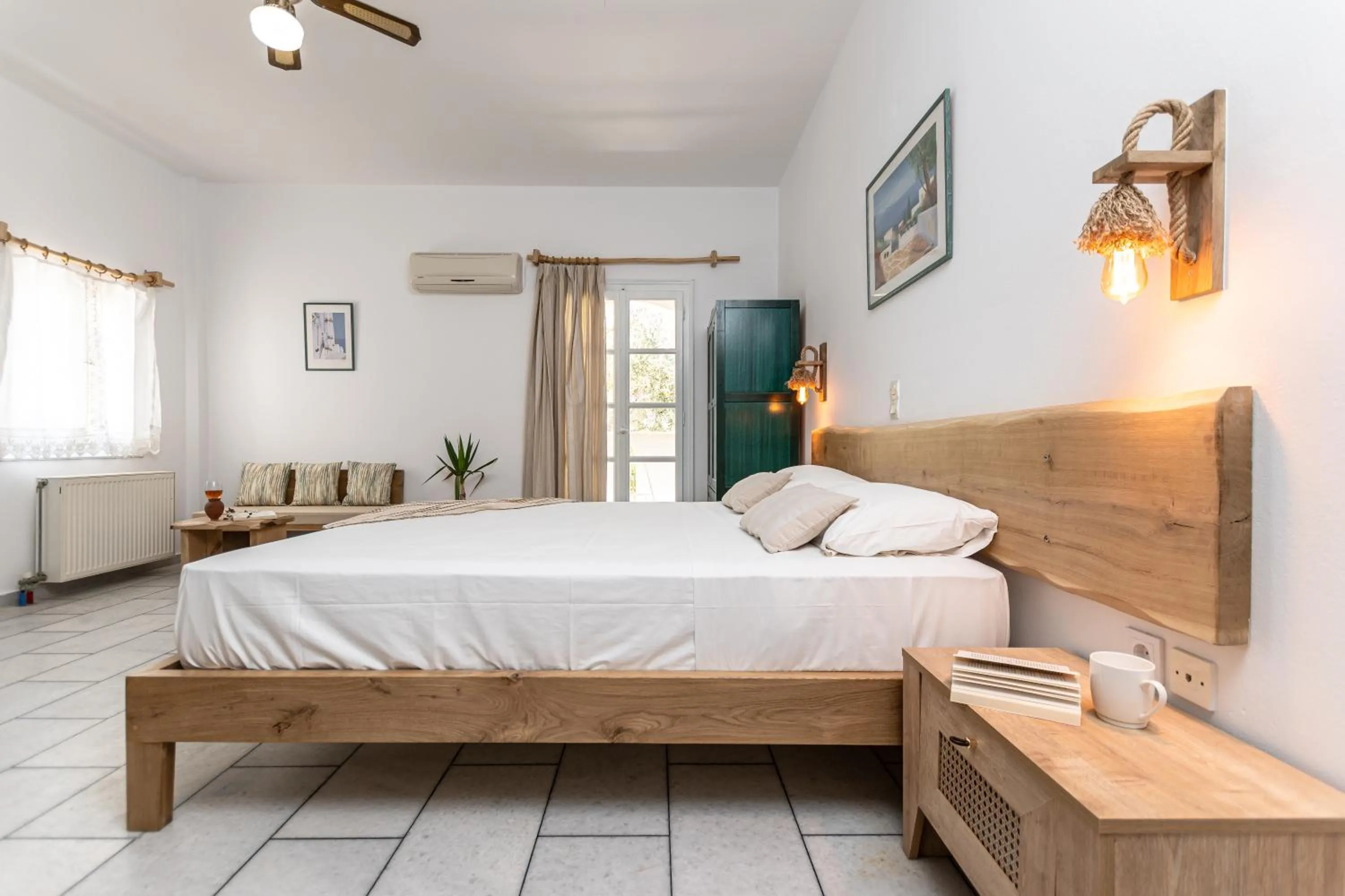 Bedroom, Bed in Studios Vrettos Beachfront Hotel