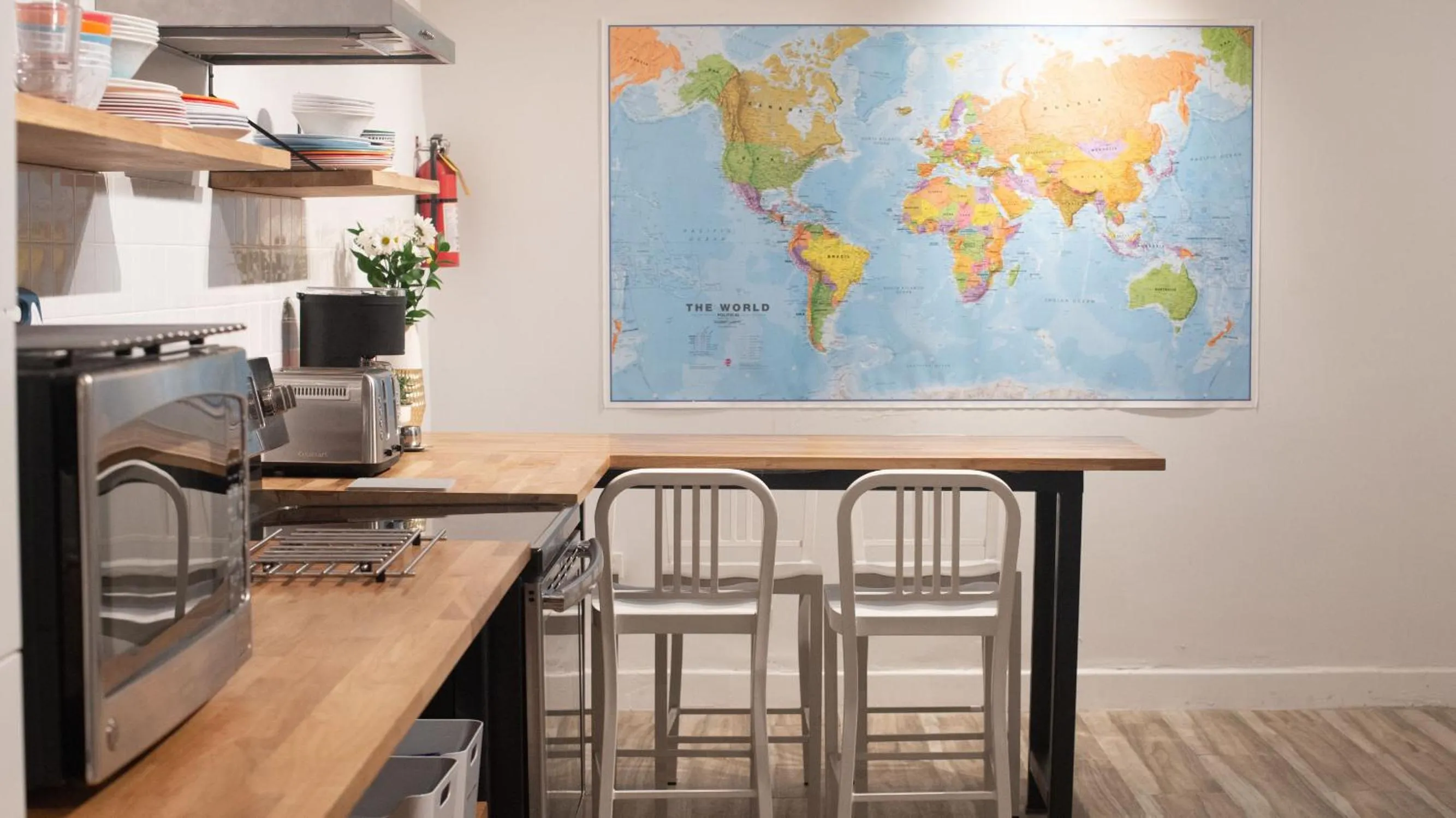 Communal kitchen in Santurcia Hostel