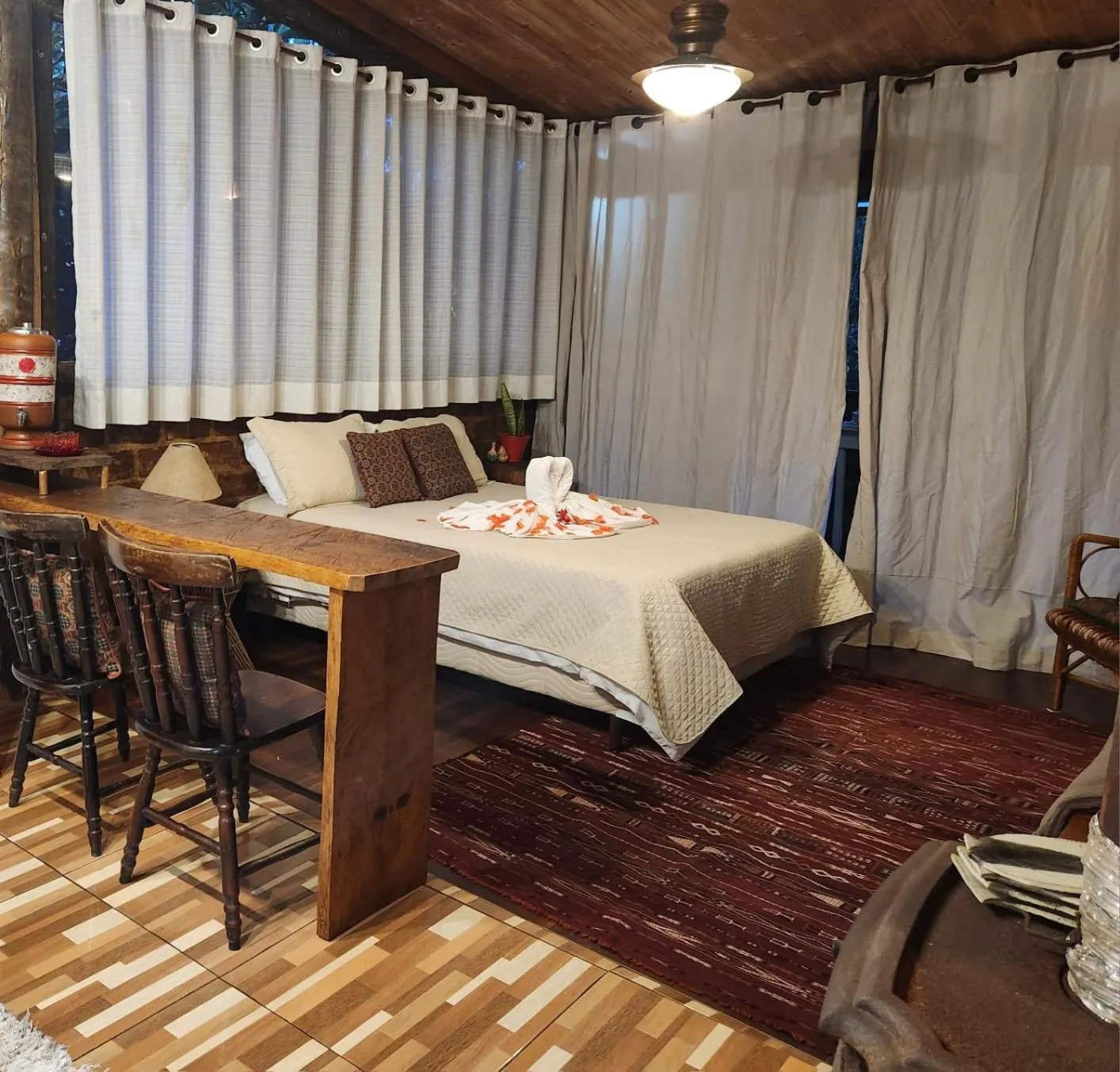 Bed in Chalé Rustic House