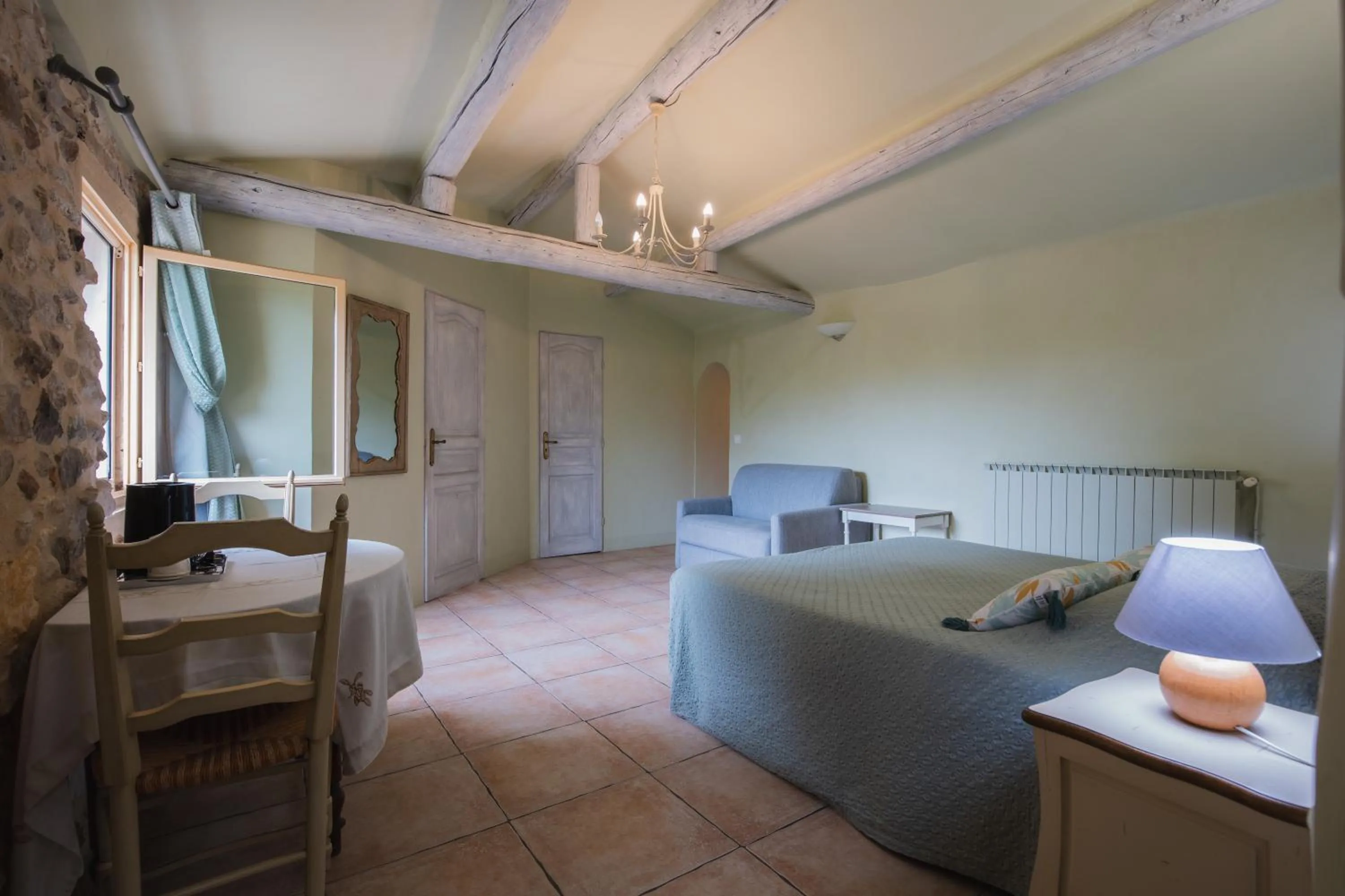 Bedroom, Bed in Chambres & Tables d'hôtes Moulin de Lavon