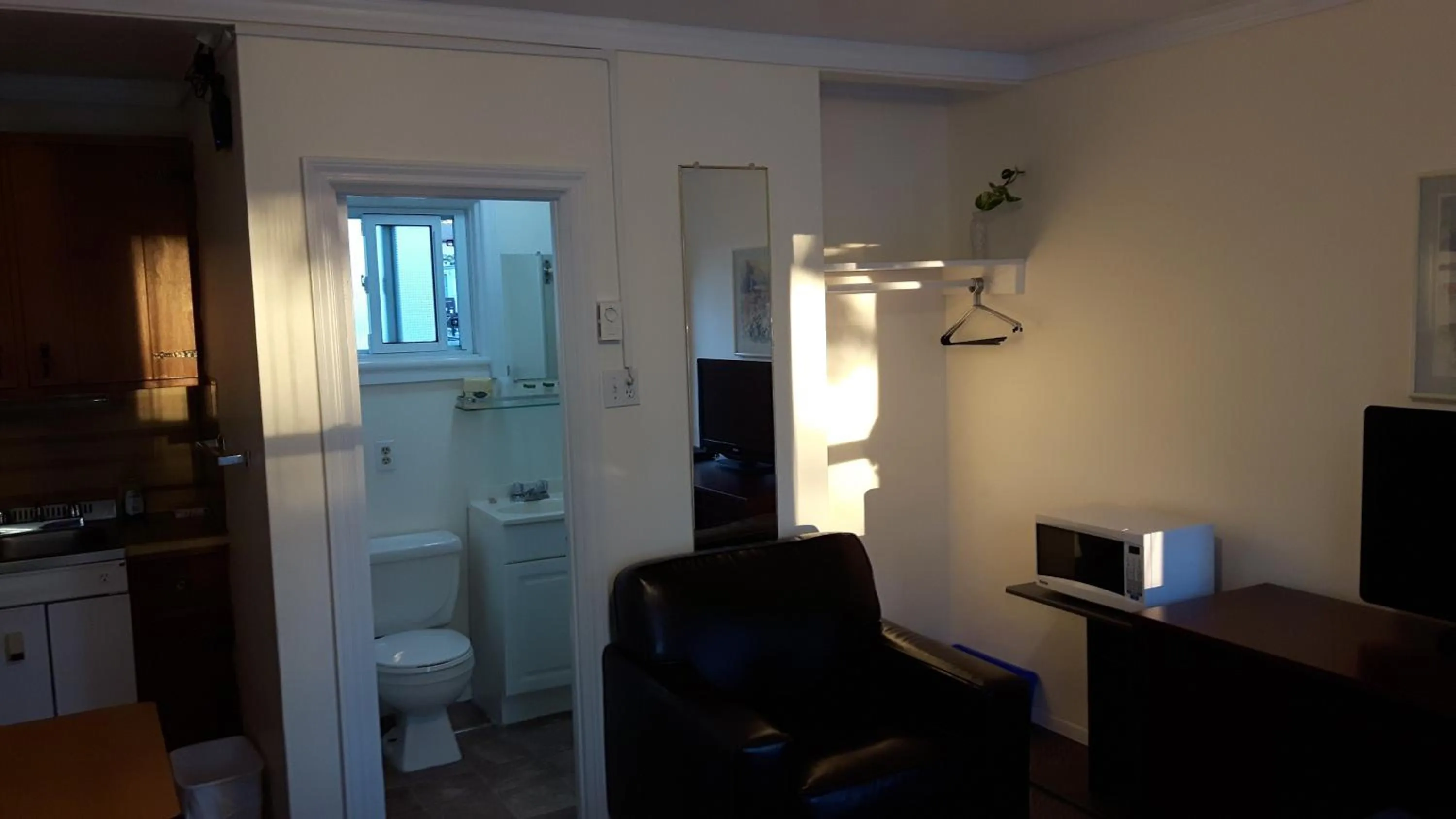 Shower, TV/Entertainment Center in The Maplewood Motel