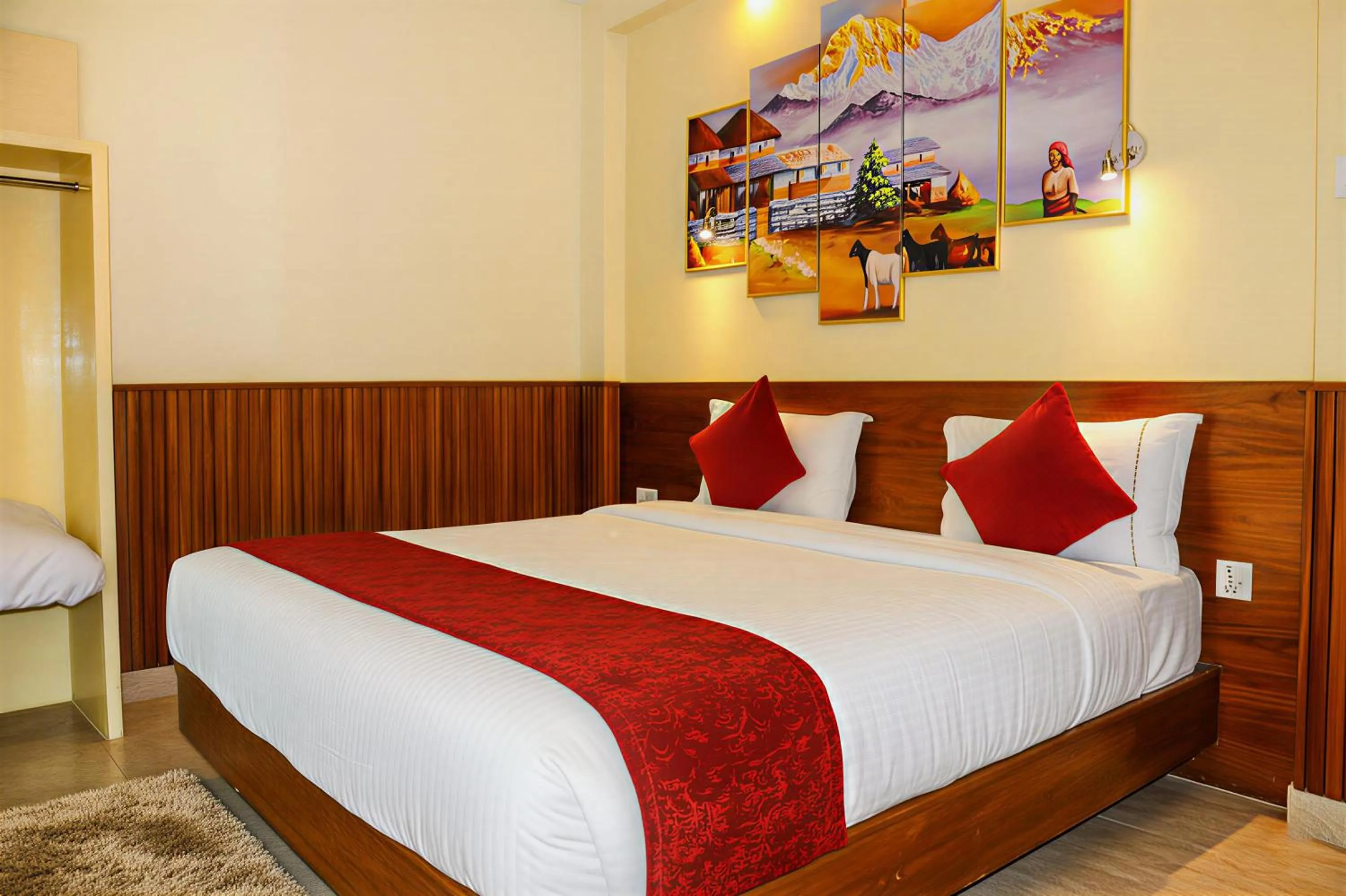 Bed in Hotel Peaceland Lumbini