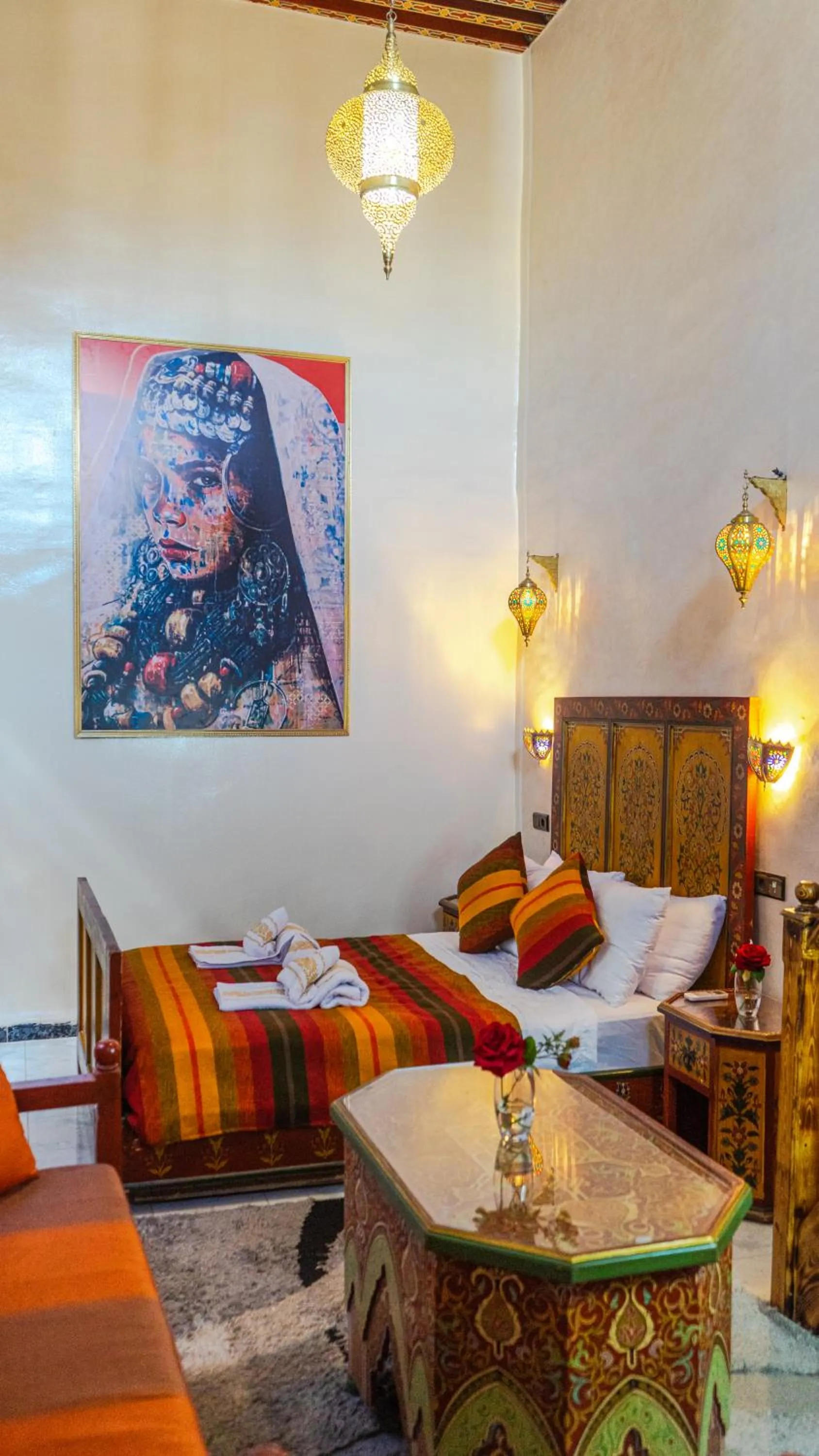 Bed in Riad Dar El Ouedghiri