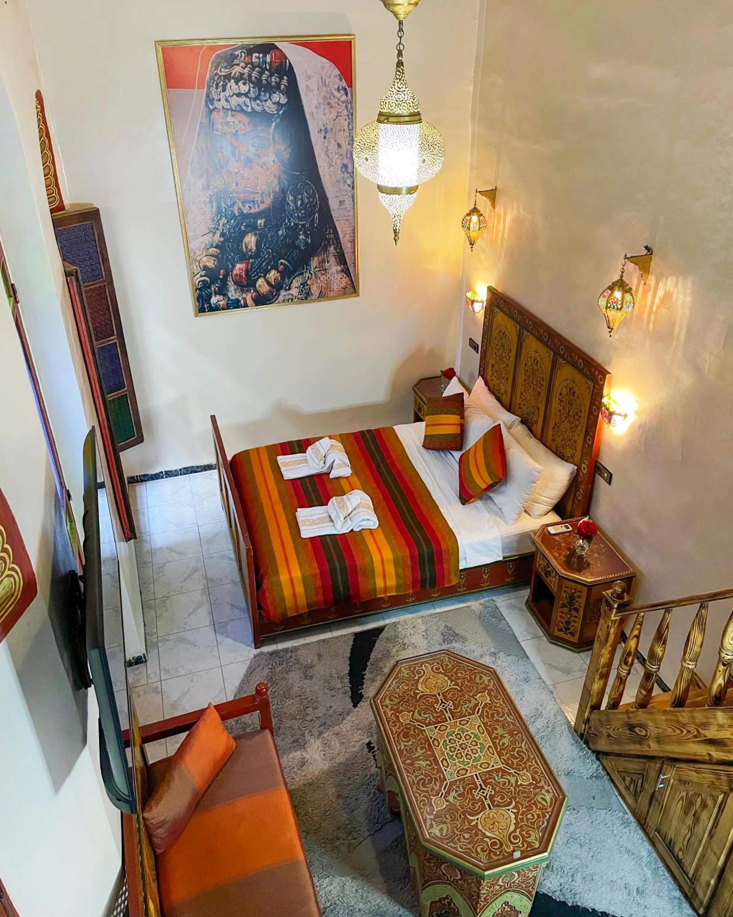 Bed in Riad Dar El Ouedghiri