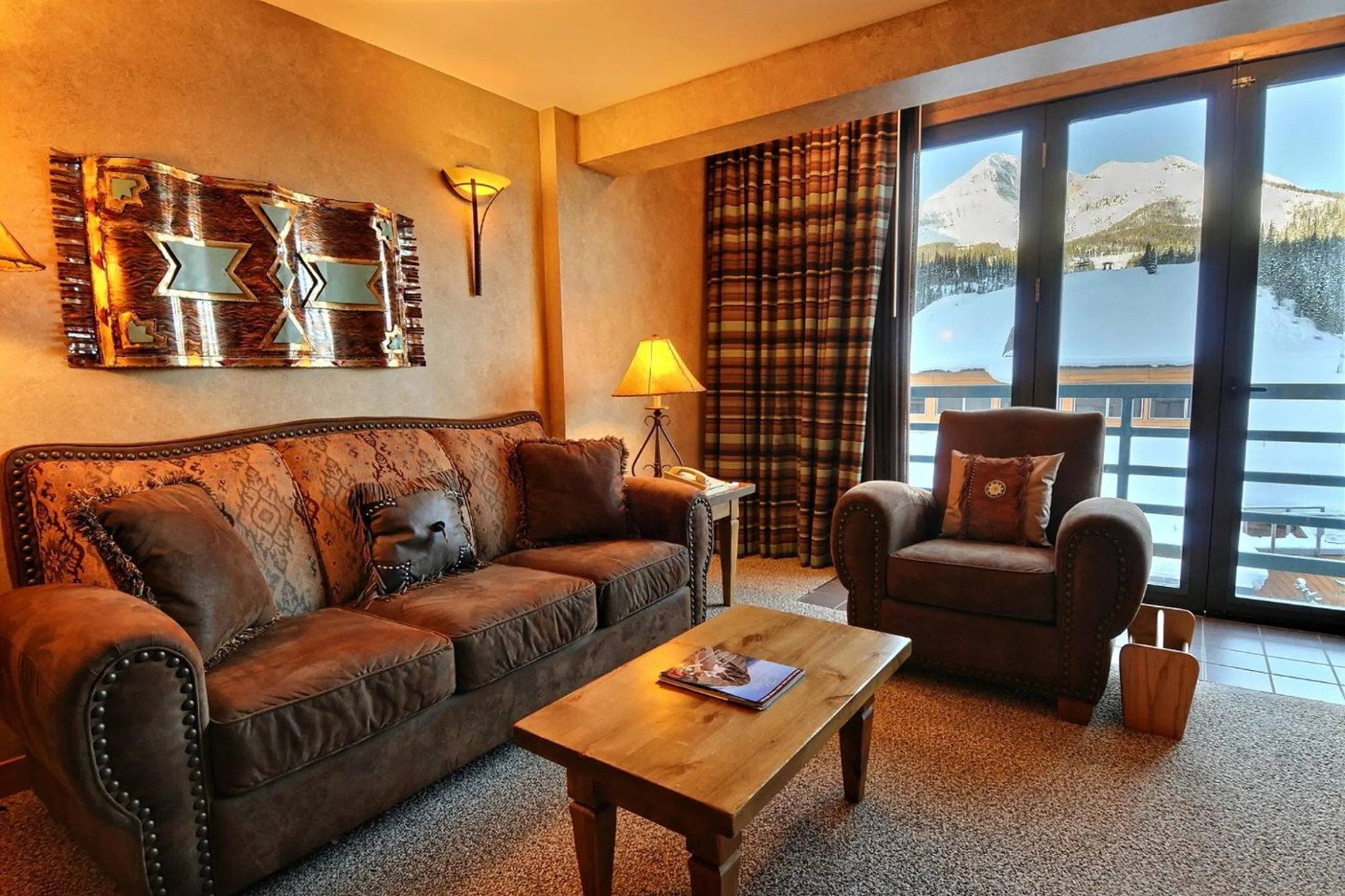 Living room in Shoshone Condos at Big Sky Resort