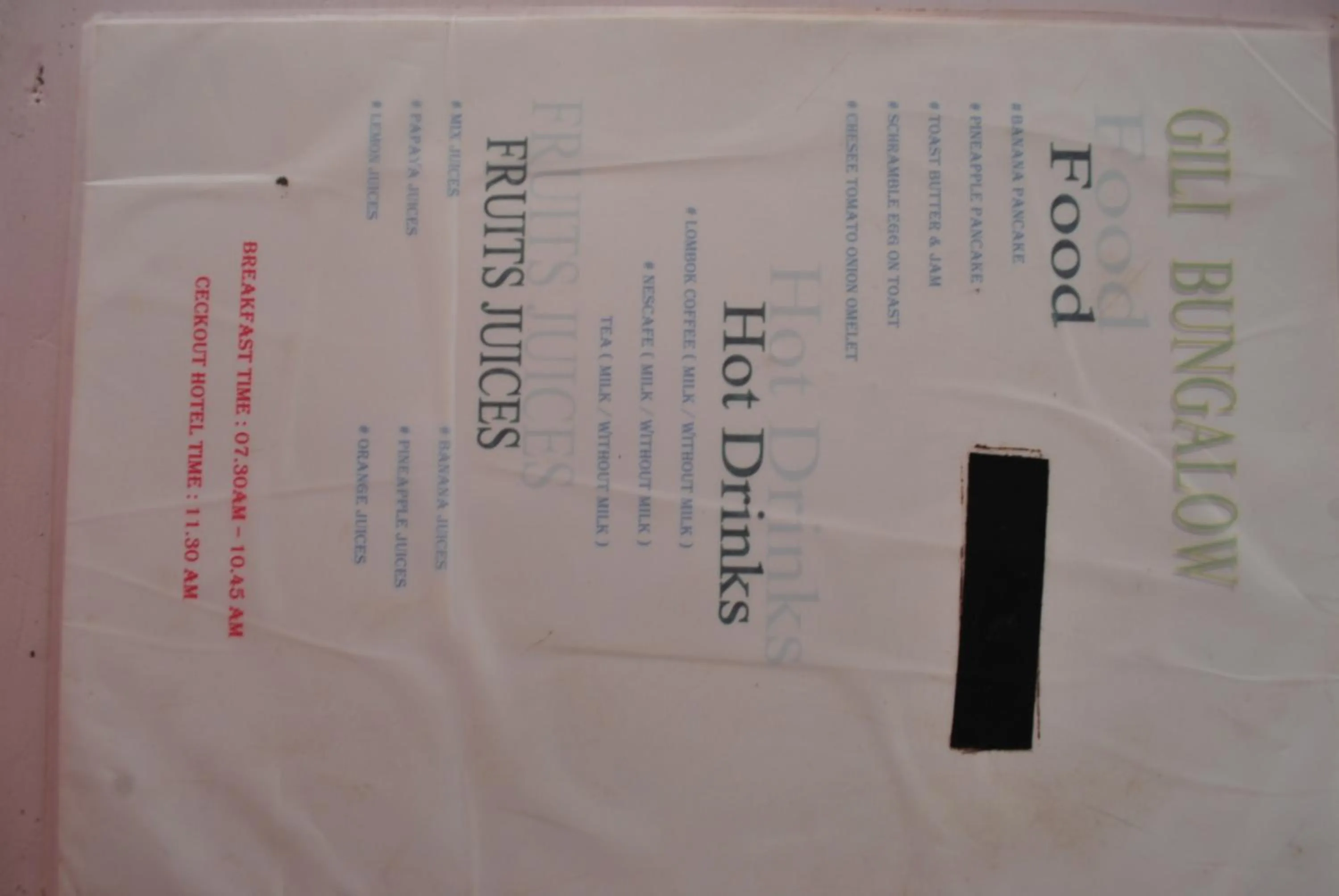 Breakfast in Gili Smile Bungalow