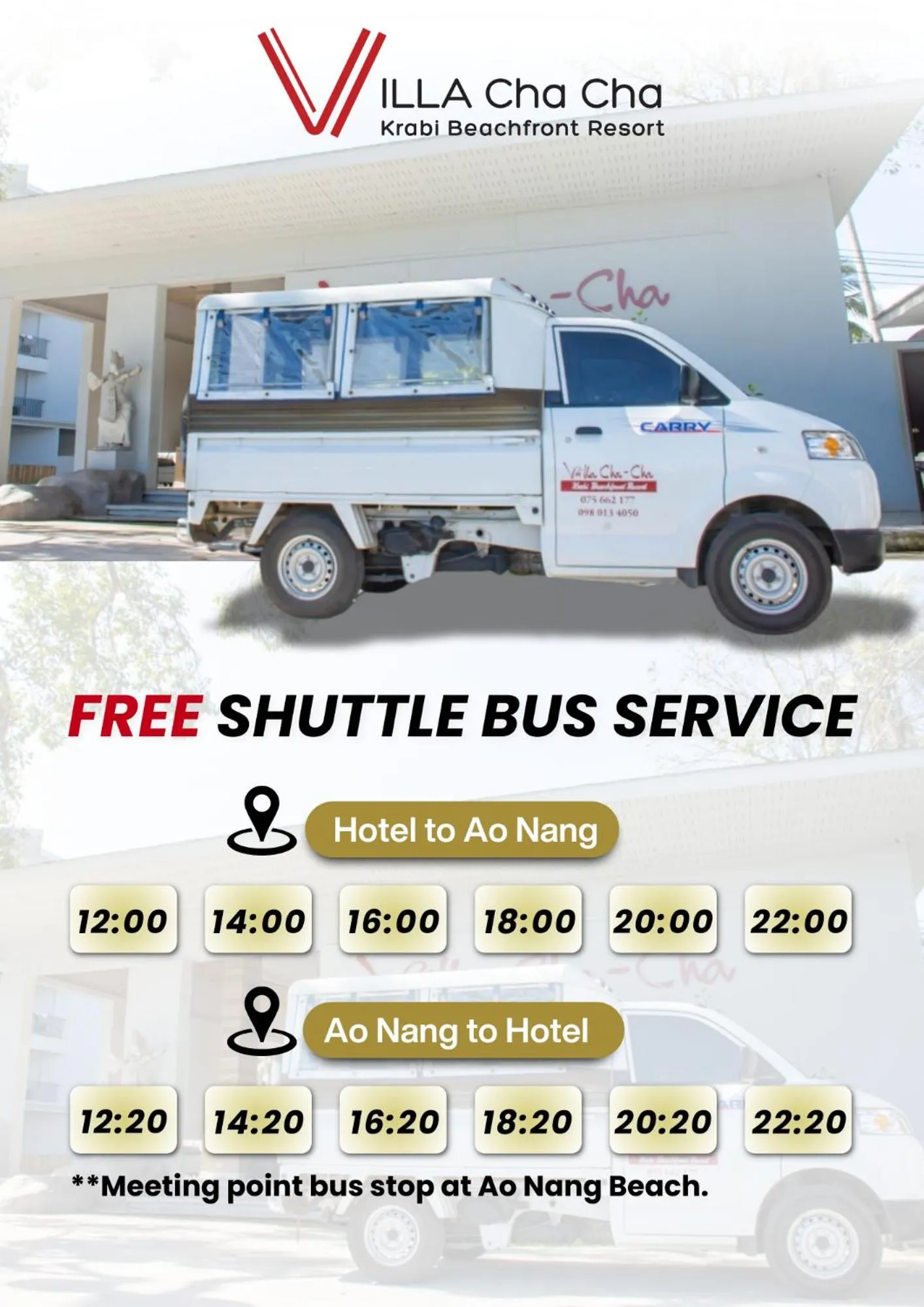 shuttle in Villa Cha-Cha Krabi Beachfront Resort