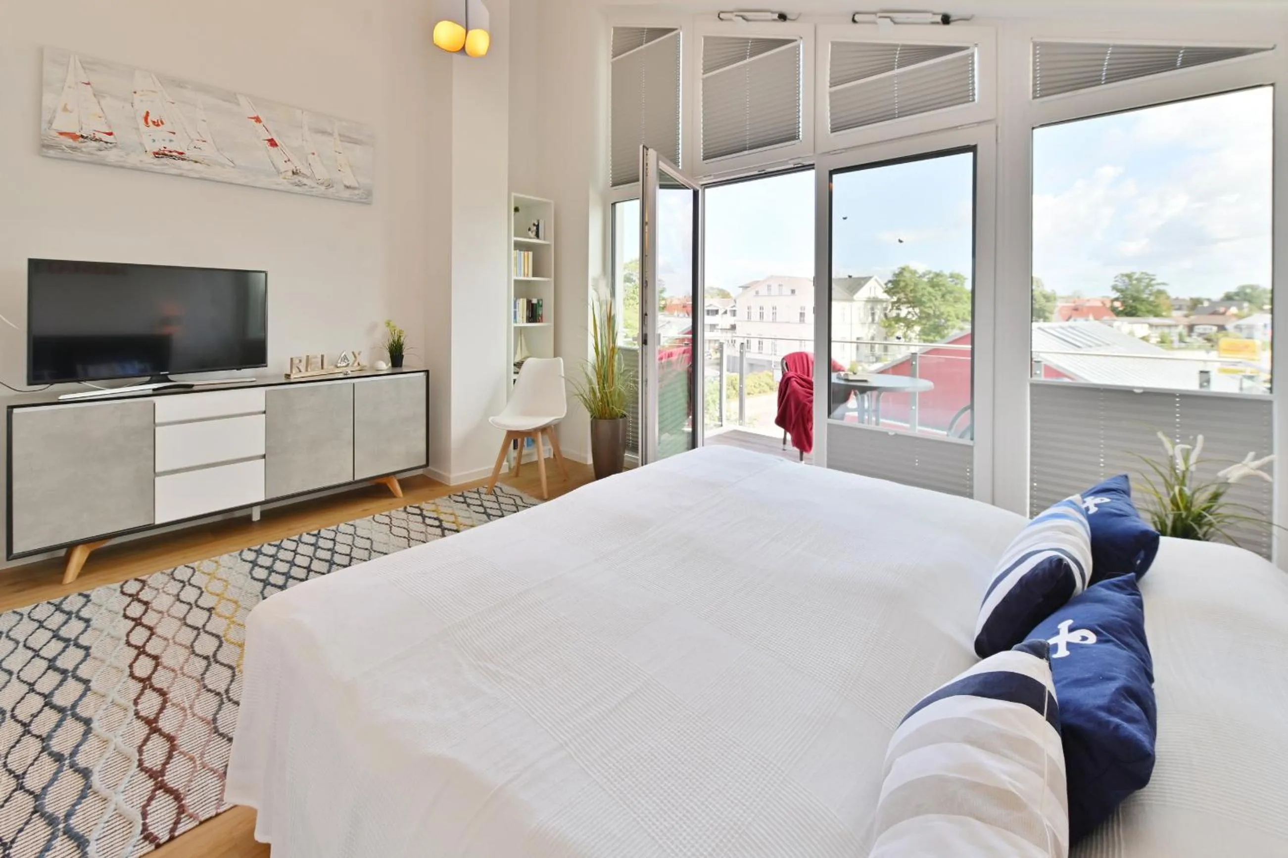 Balcony/Terrace, Bed in Heimathafen am Boddenmarkt