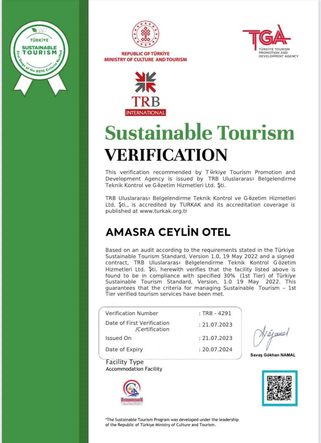 Logo/Certificate/Sign in Amasra Ceylin Otel