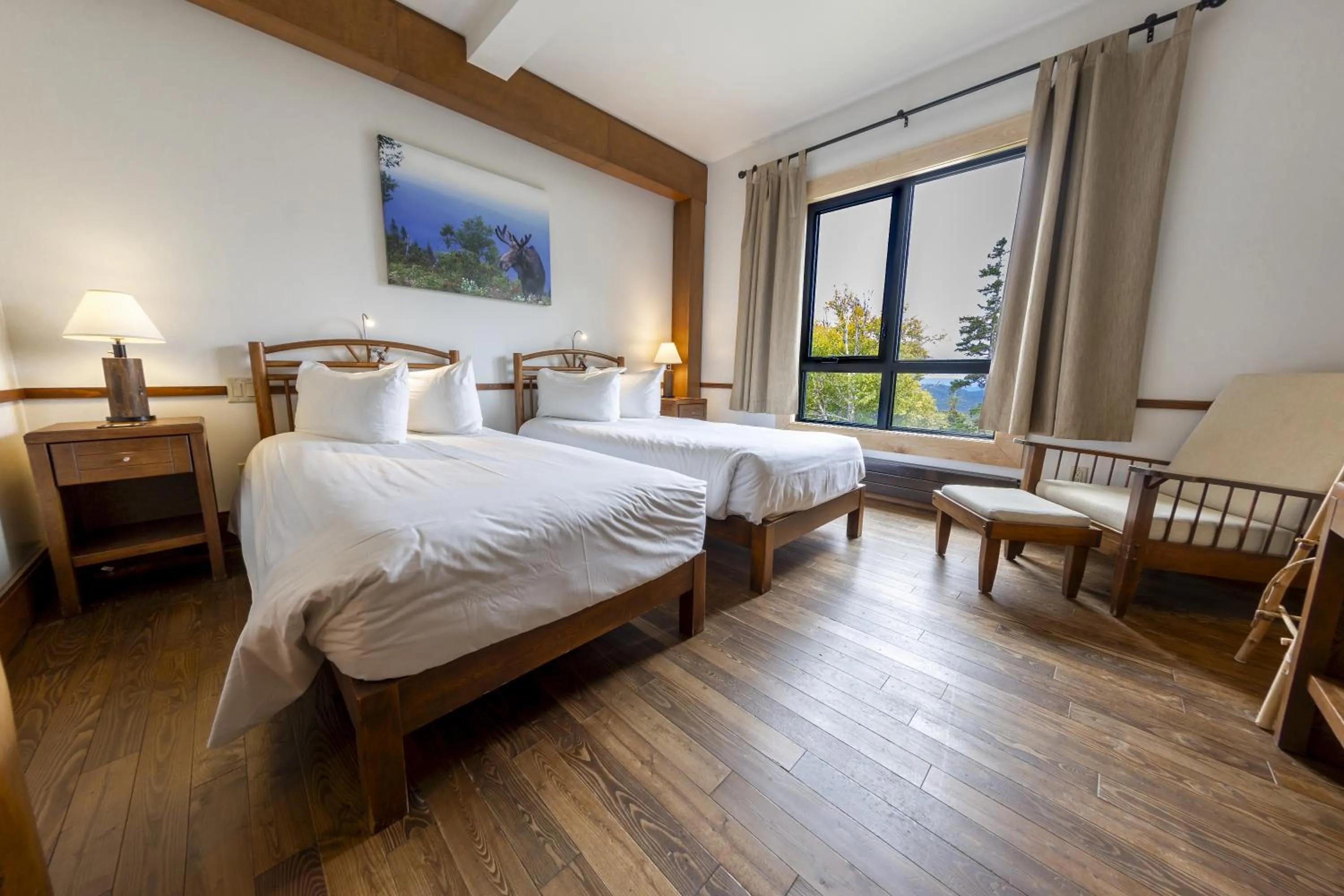 View (from property/room), Bed in Auberge de Montagne des Chic-Chocs Mountain Lodge - Sepaq