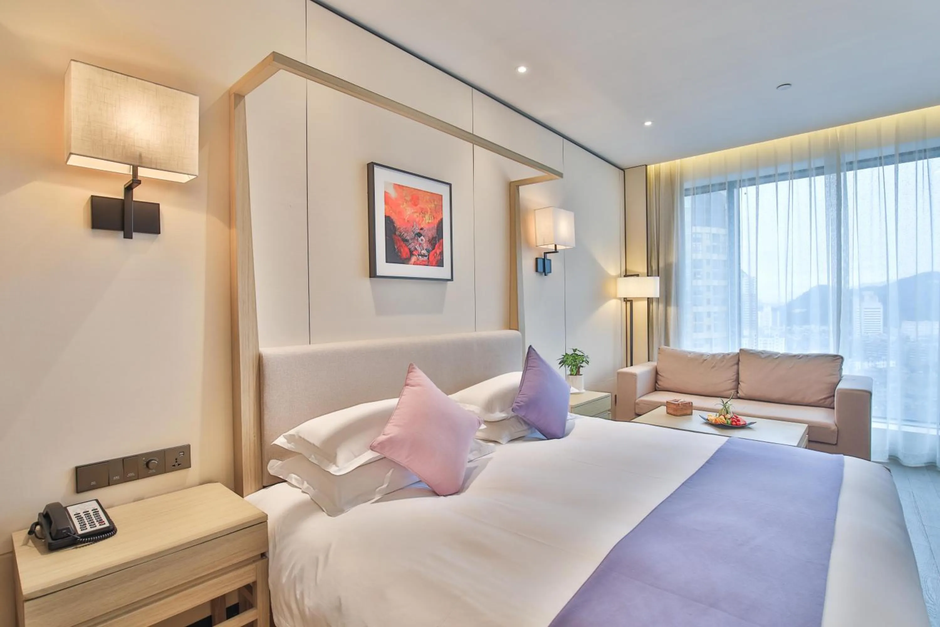 Bed in SSAW Boutique Hotel Wenzhou Jiushan Lake