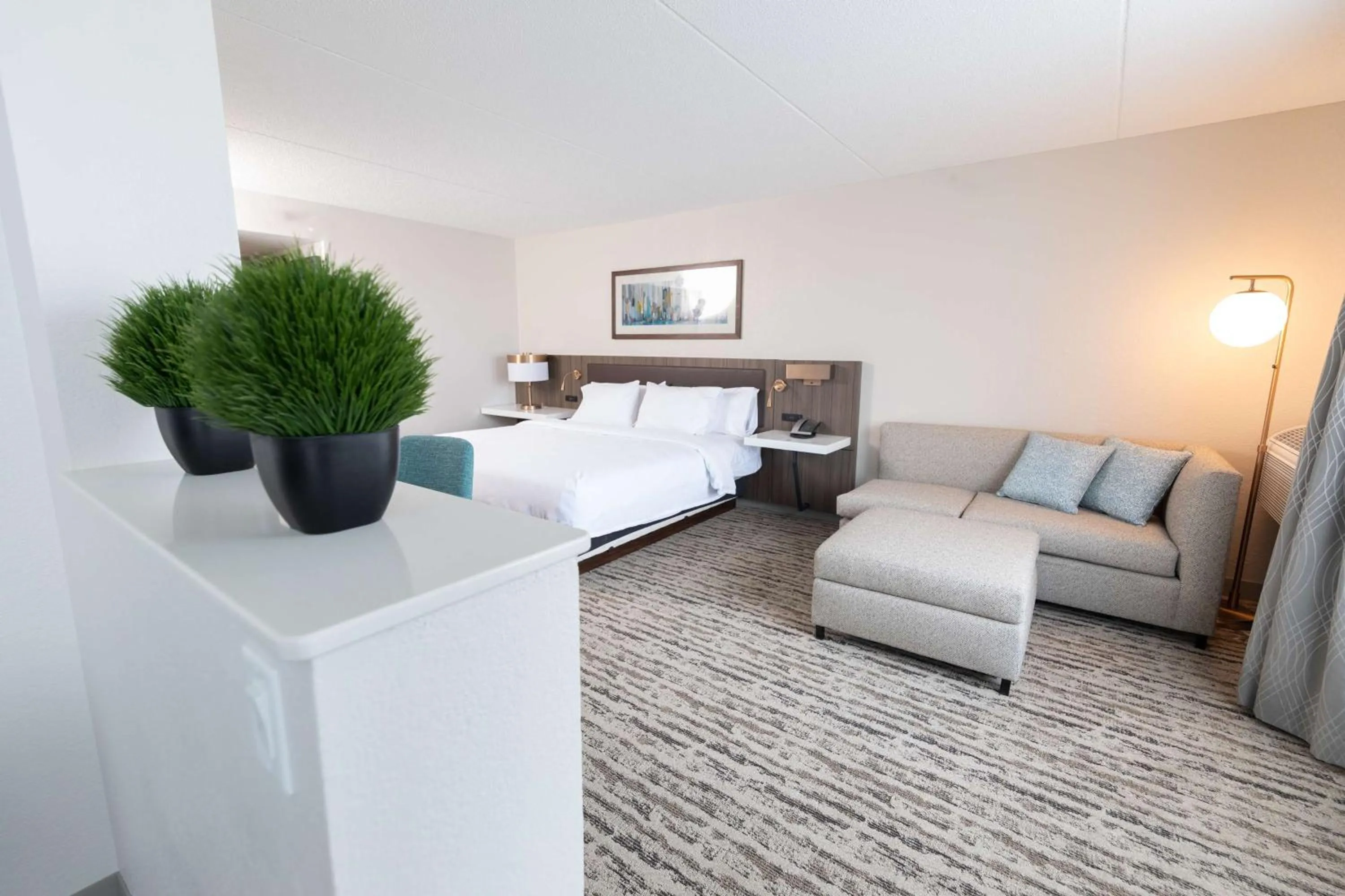 Living room, Bed in Hilton Garden Inn Des Moines Airport