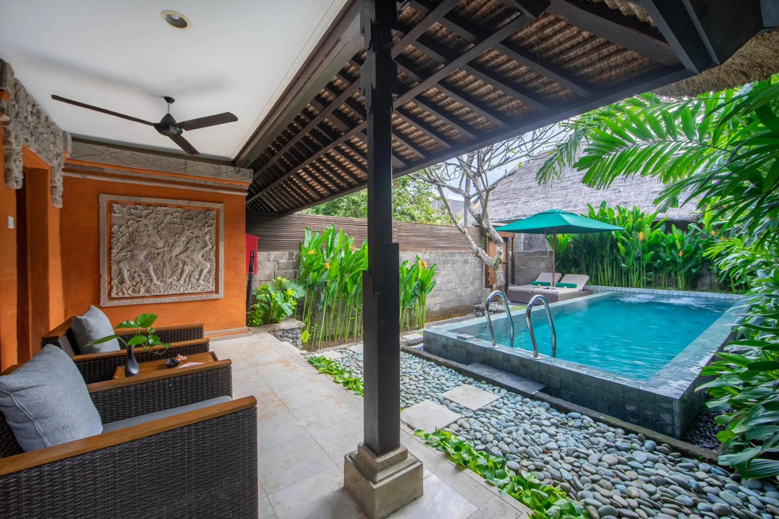 Pool view in Legian Beach Hotel