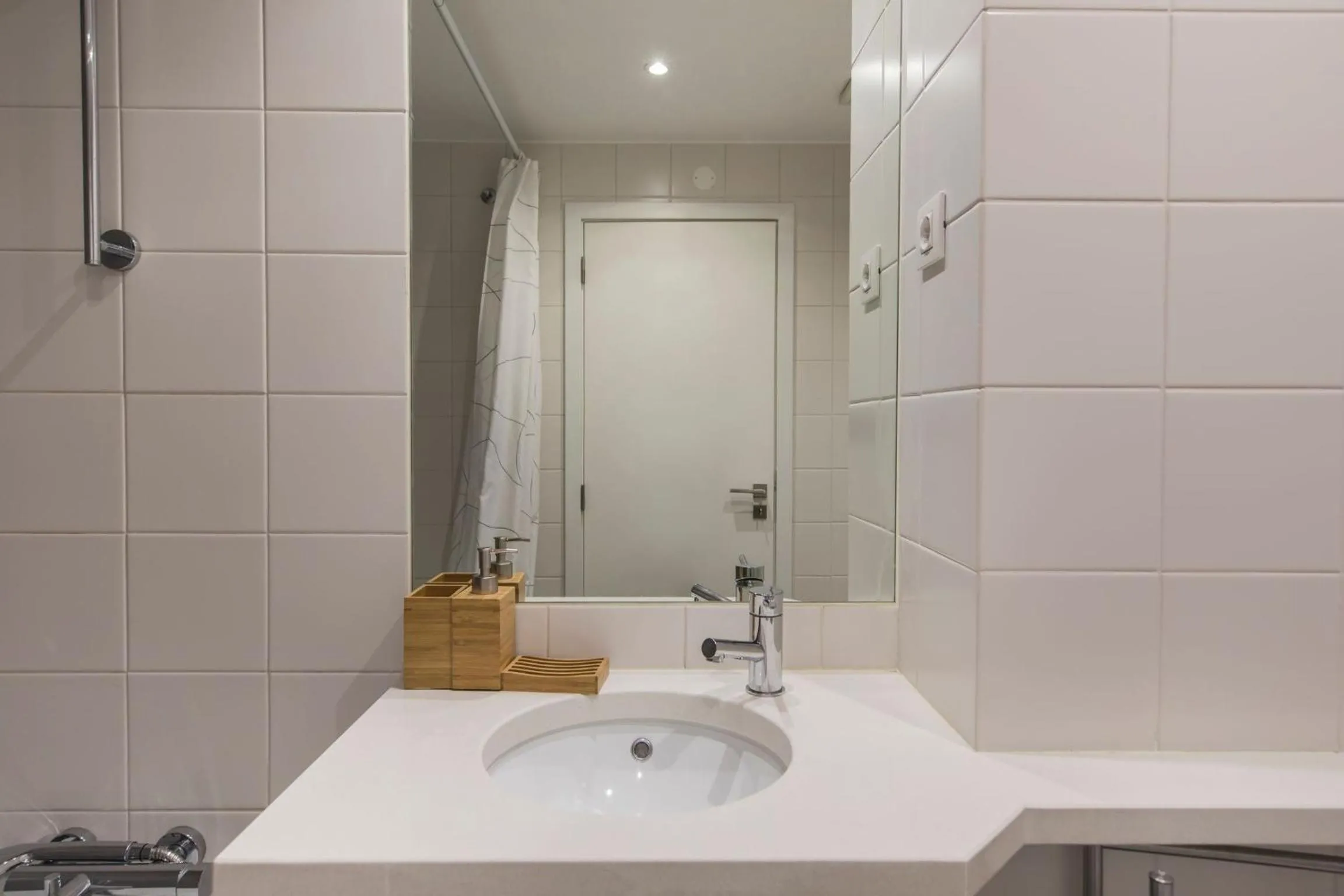 Bathroom in LovelyStay - Family-Friendly Apartment Downtown