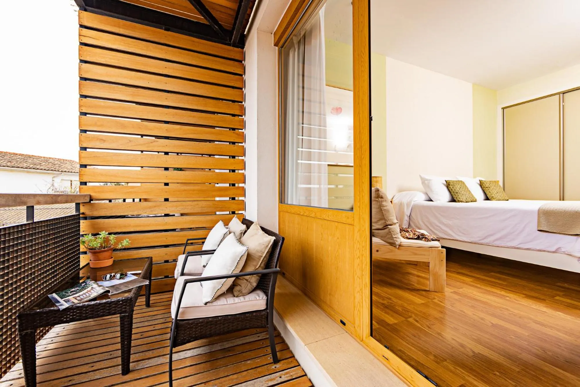 Balcony/Terrace, Bed in Eco-Hotel Doña Mayor