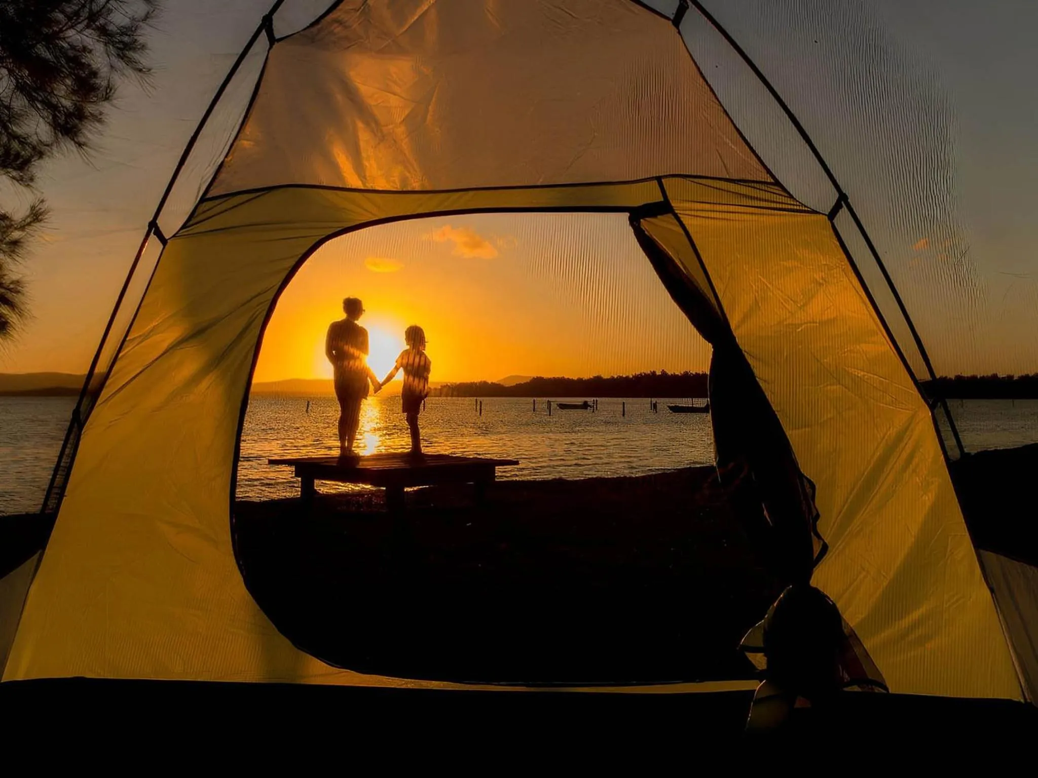 On site in Lakeside Forster Holiday Park