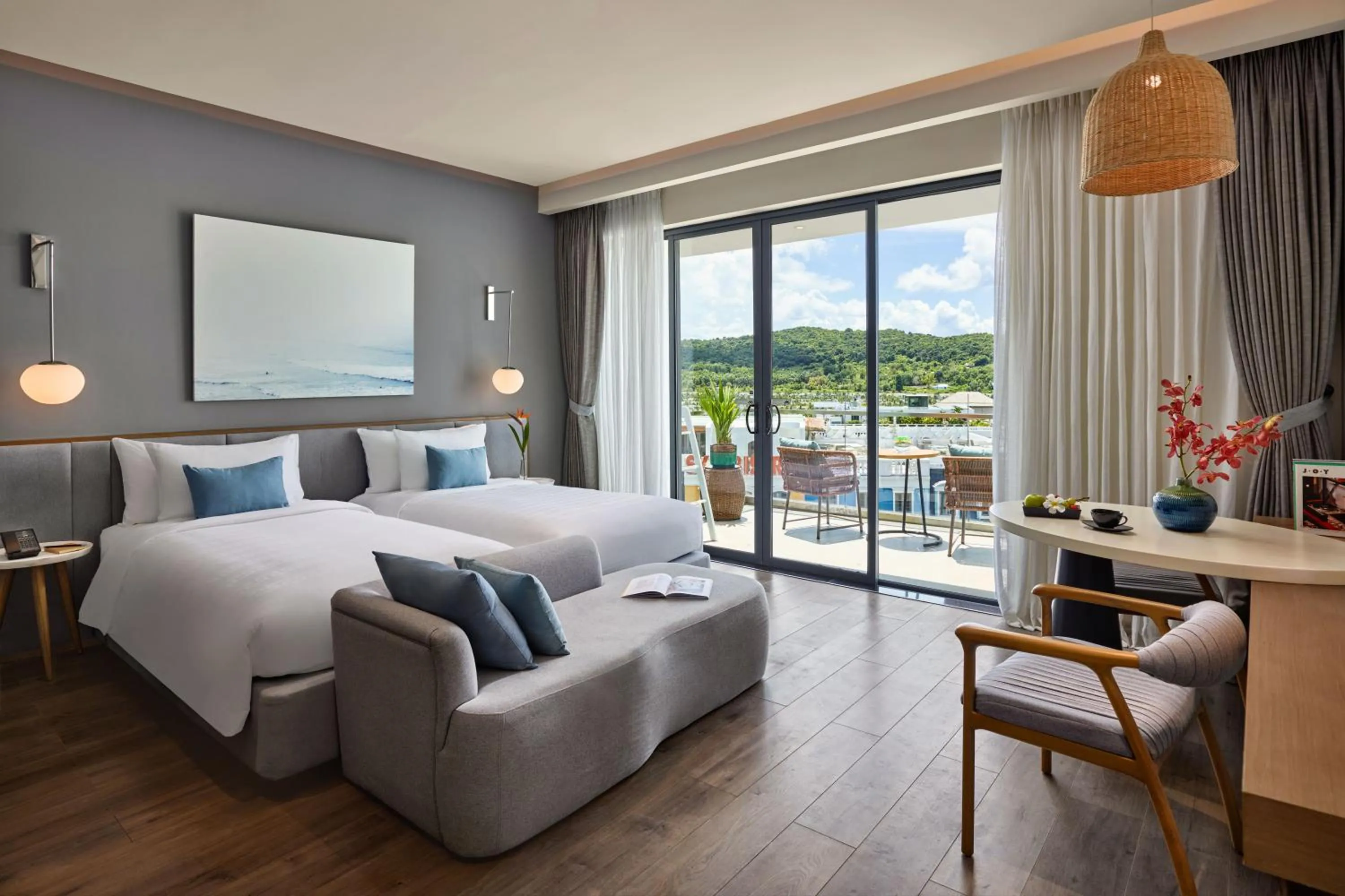 Balcony/Terrace, Bed in Premier Residences Phu Quoc Emerald Bay Managed by Accor