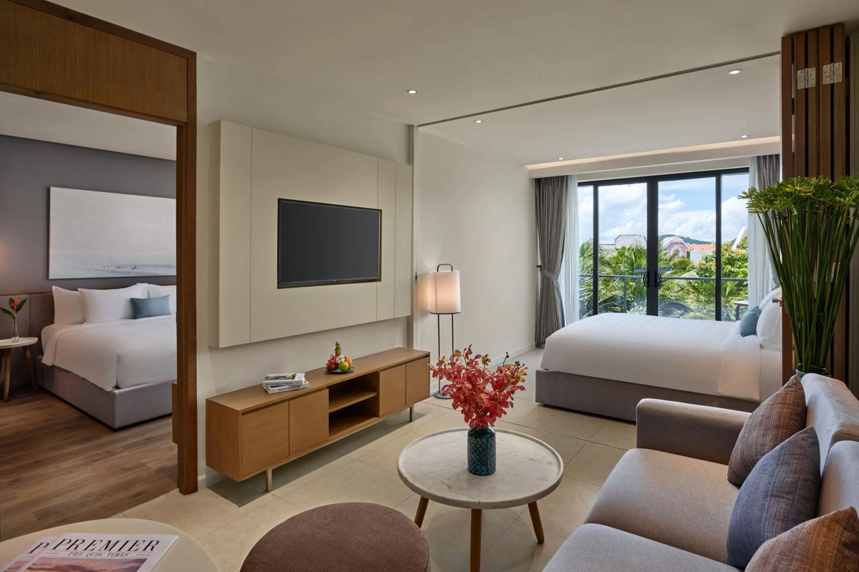 Communal lounge/ TV room, Bed in Premier Residences Phu Quoc Emerald Bay Managed by Accor