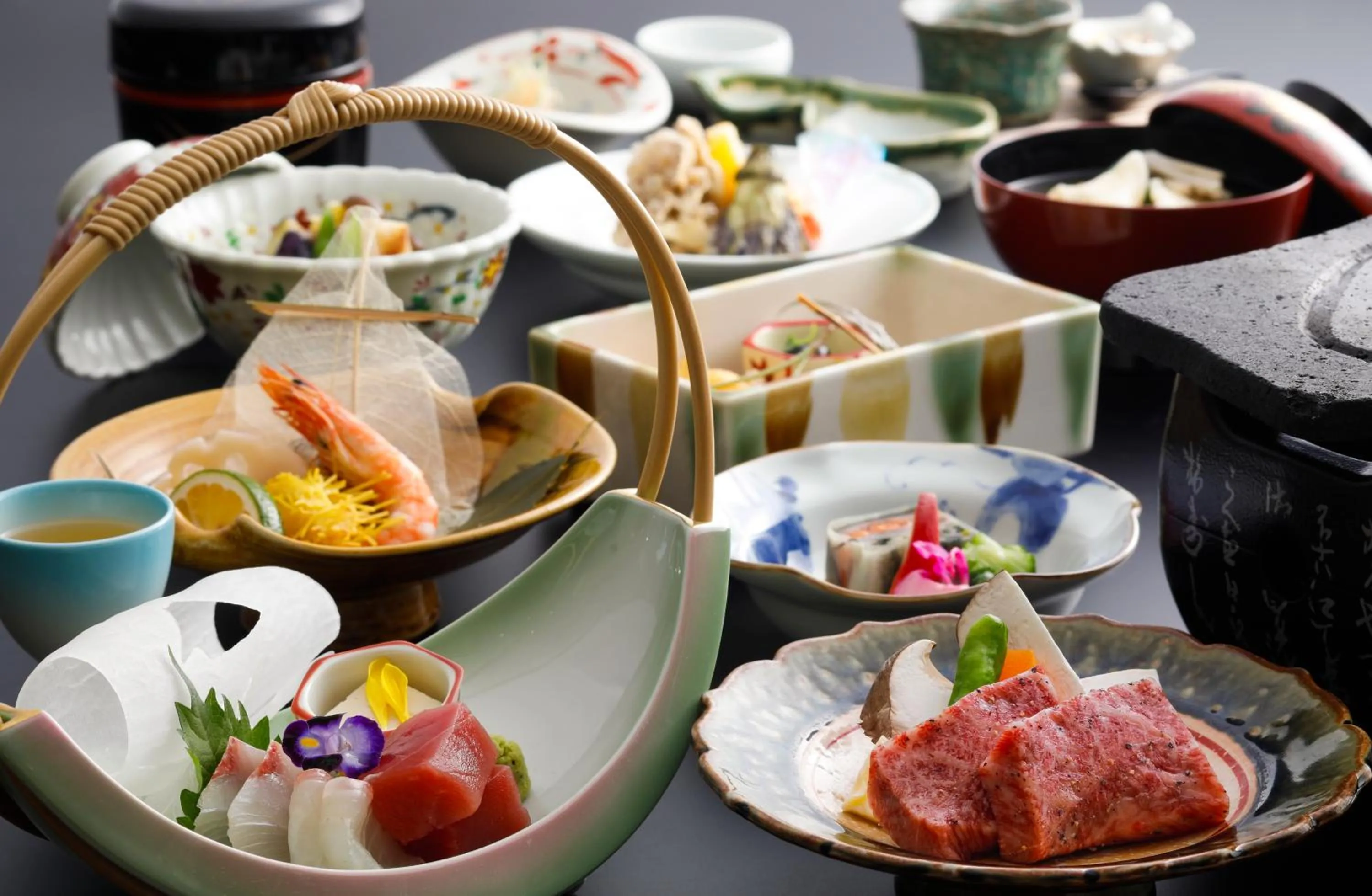 Food close-up in Beautiful Japanese Garden Kagetsu