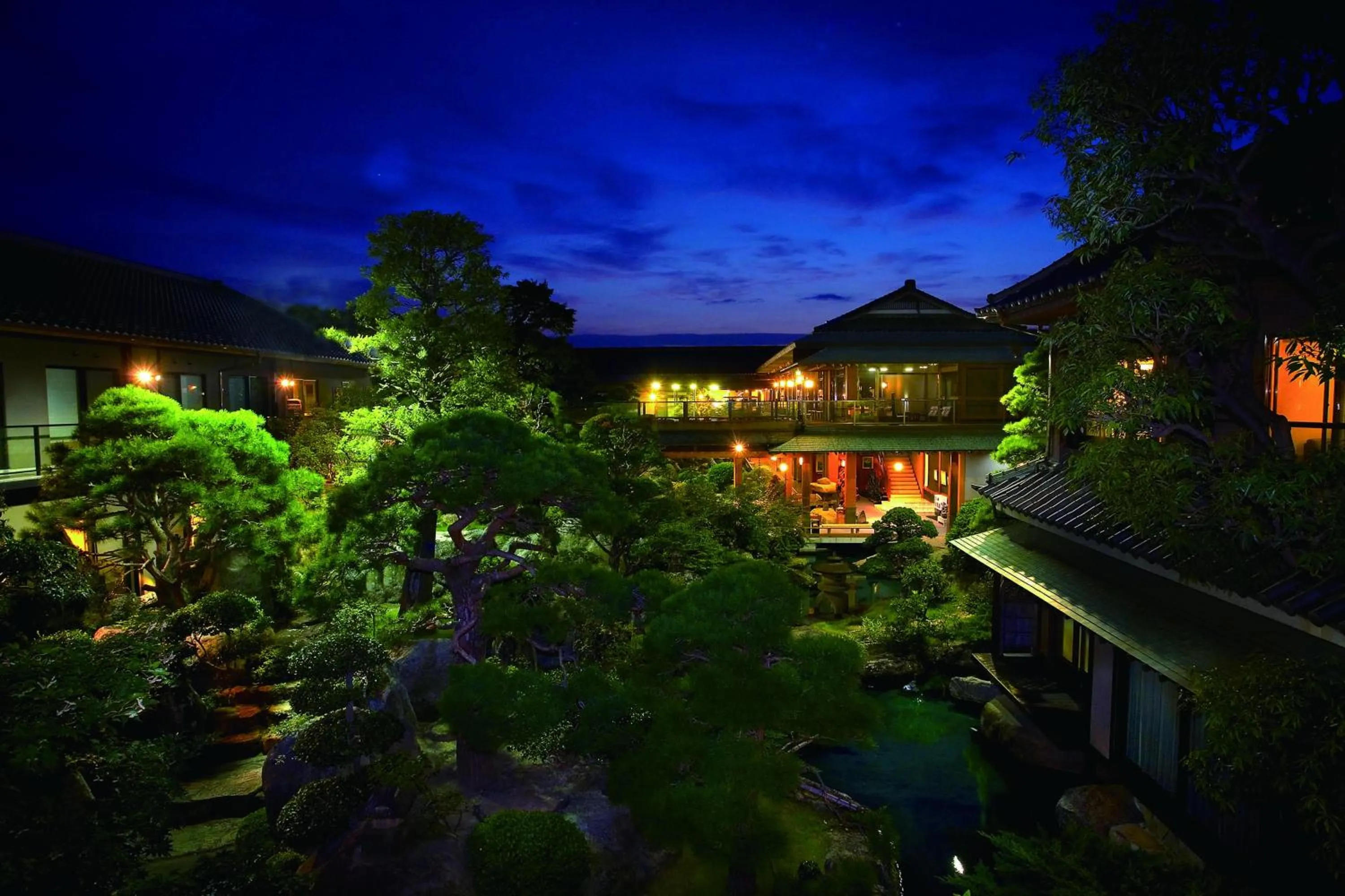 Night in Beautiful Japanese Garden Kagetsu