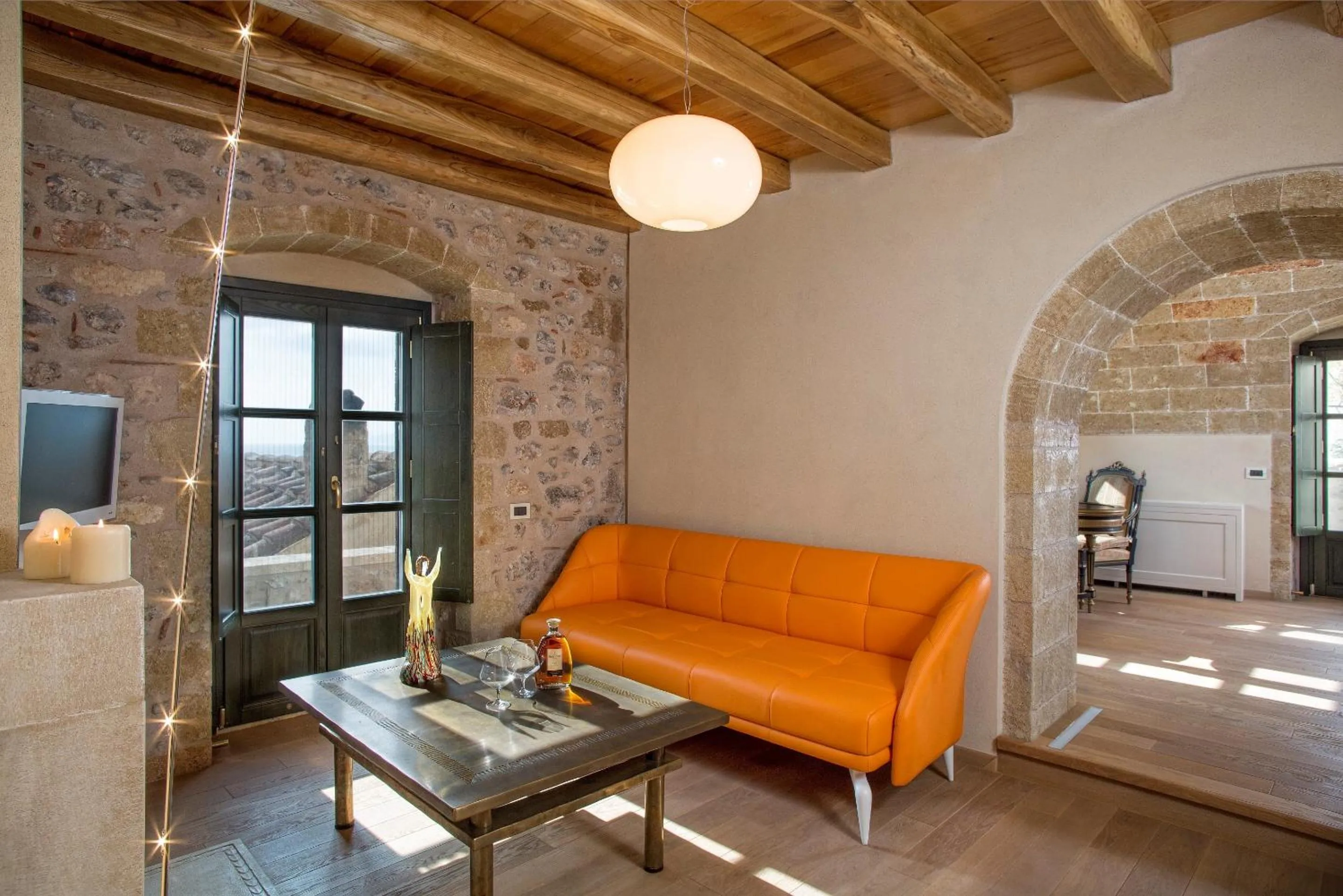 Seating area in Moni Emvasis Luxury Suites