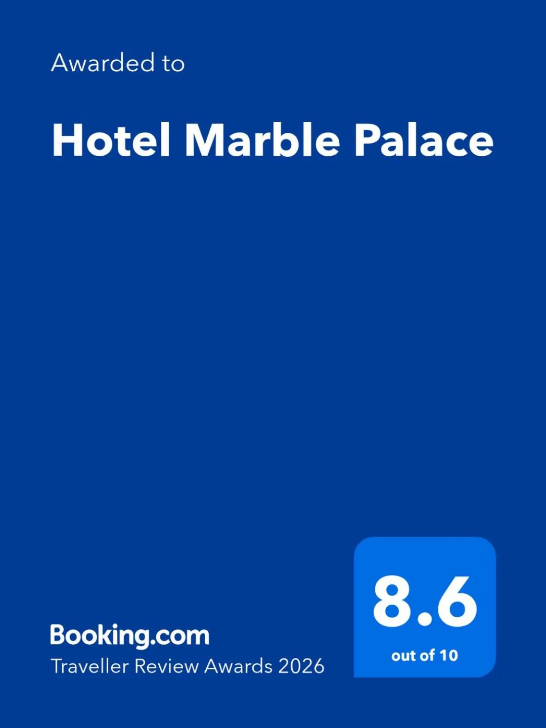 Certificate/Award in Hotel Marble Palace