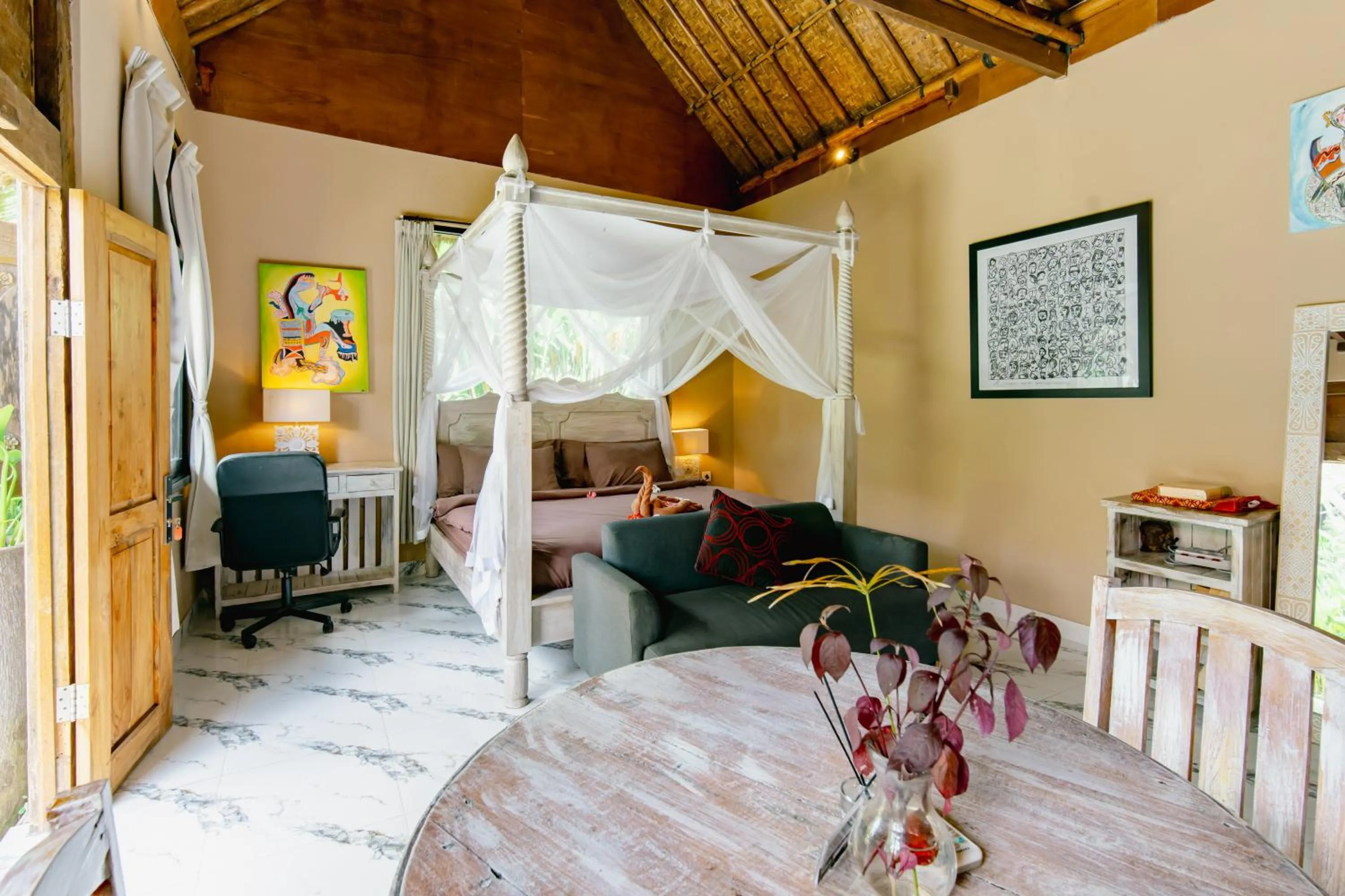 Seating area, Bed in The Onion Collective