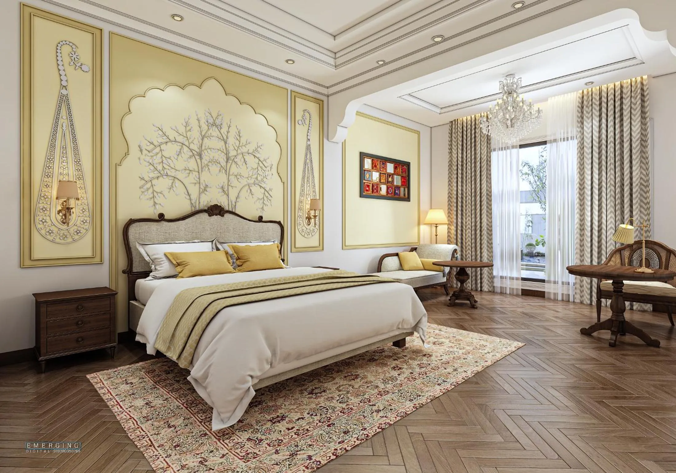 Bed in Noormahal Palace Hotel