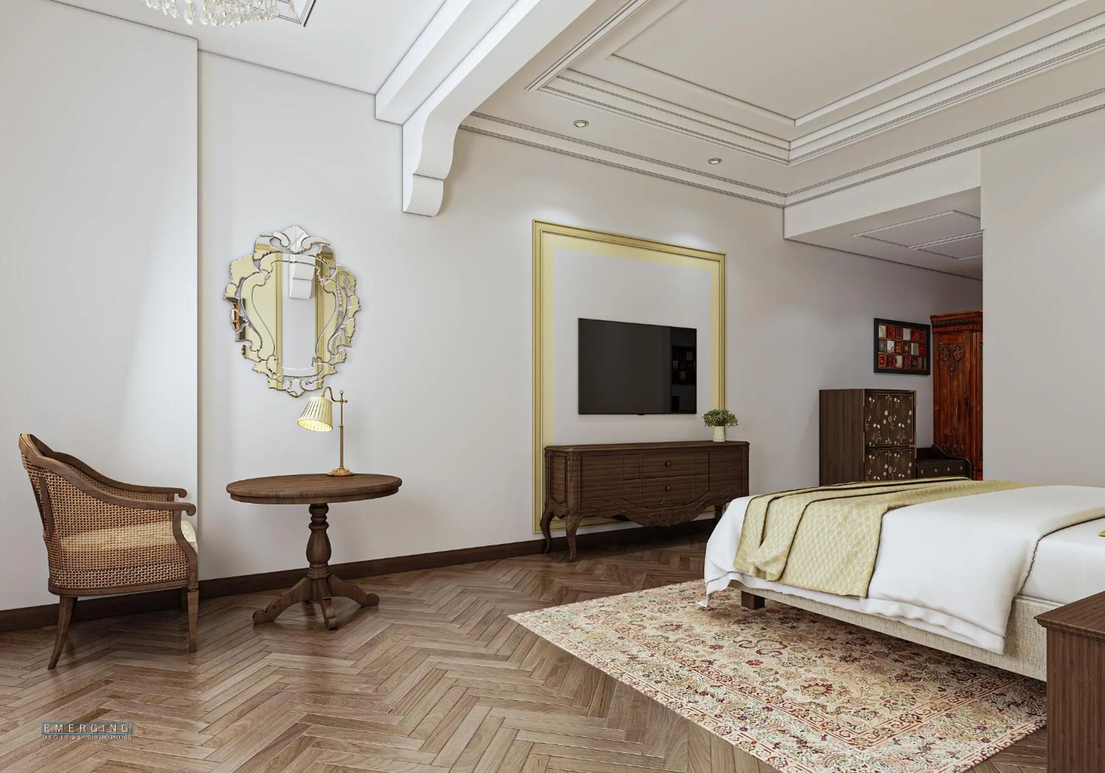 Bed in Noormahal Palace Hotel