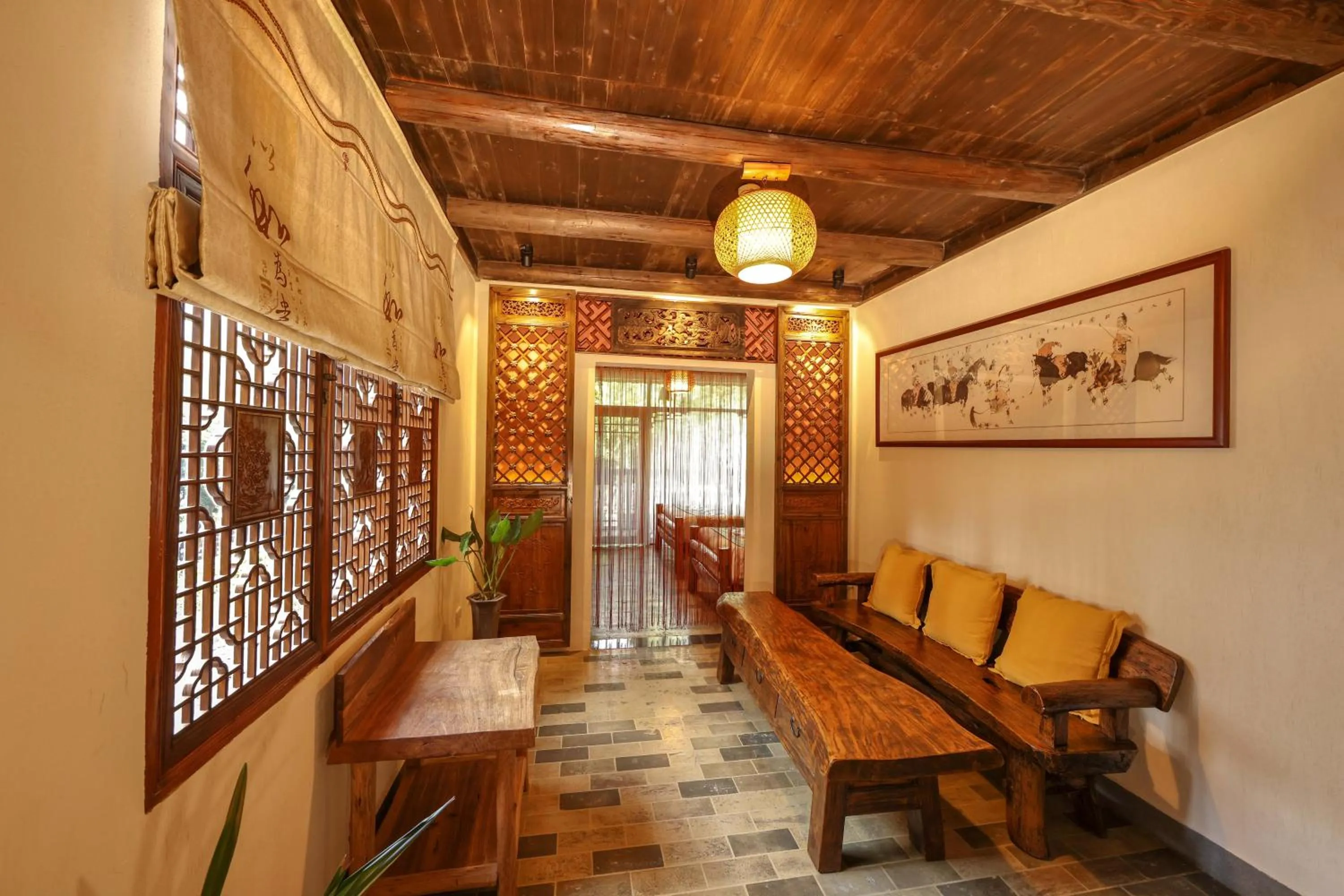 Seating area in Yangshuo Tea Cozy--one way Free pick up from airport or TS 4 nights