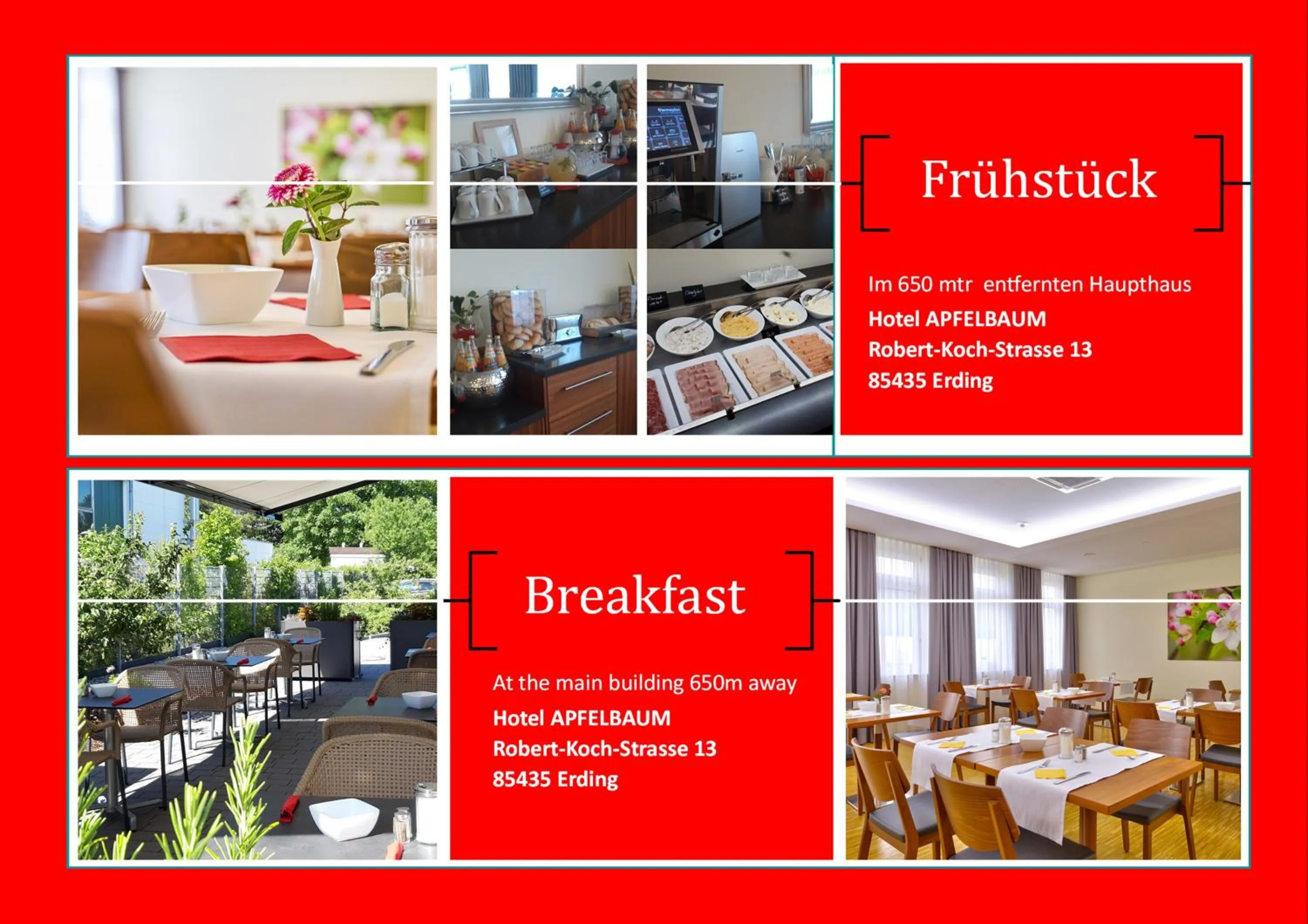 Buffet breakfast in Hotel-Etage Apfelrot