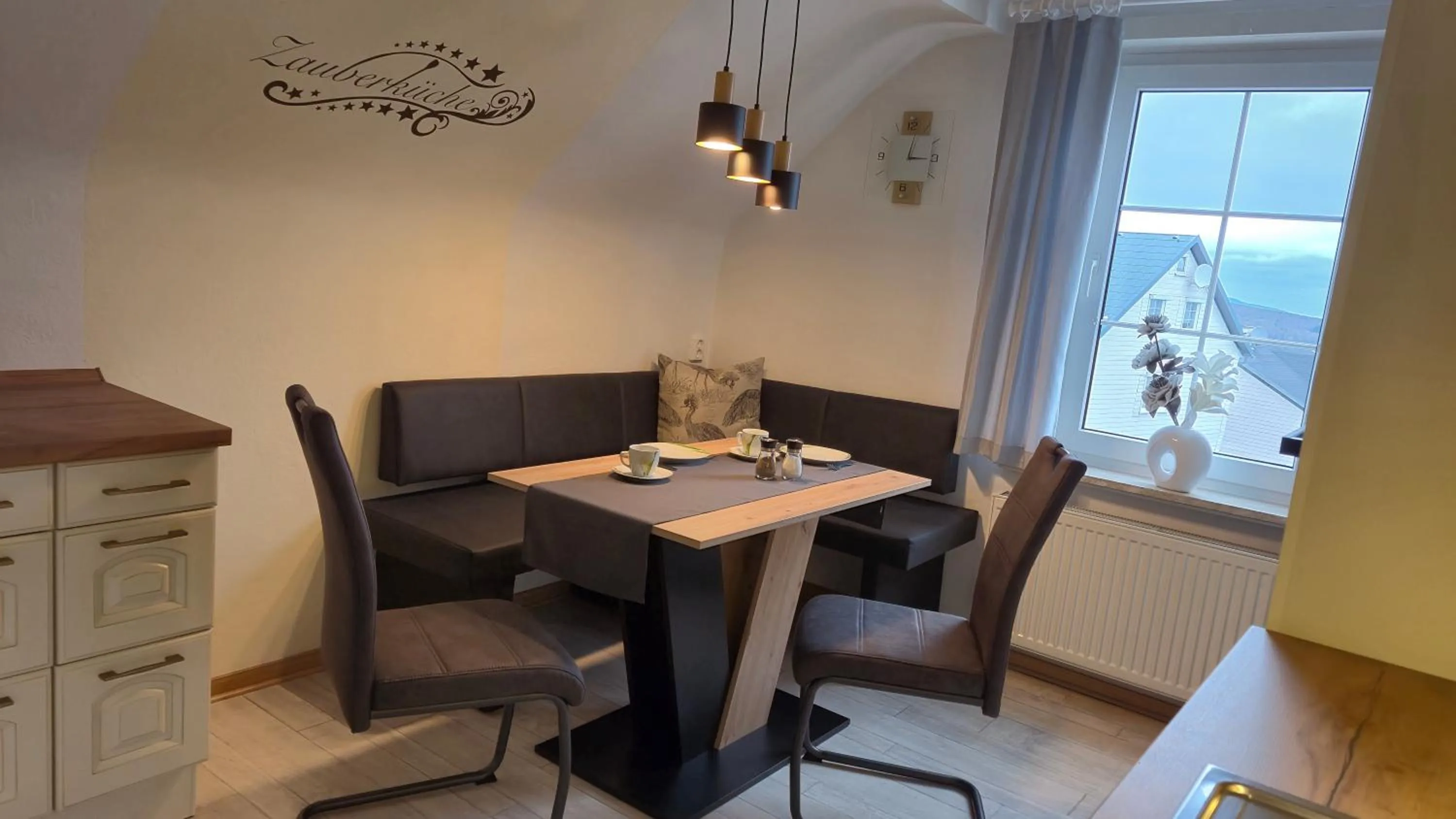 Kitchen or kitchenette in Panoramaferienwohnung Bergwiese