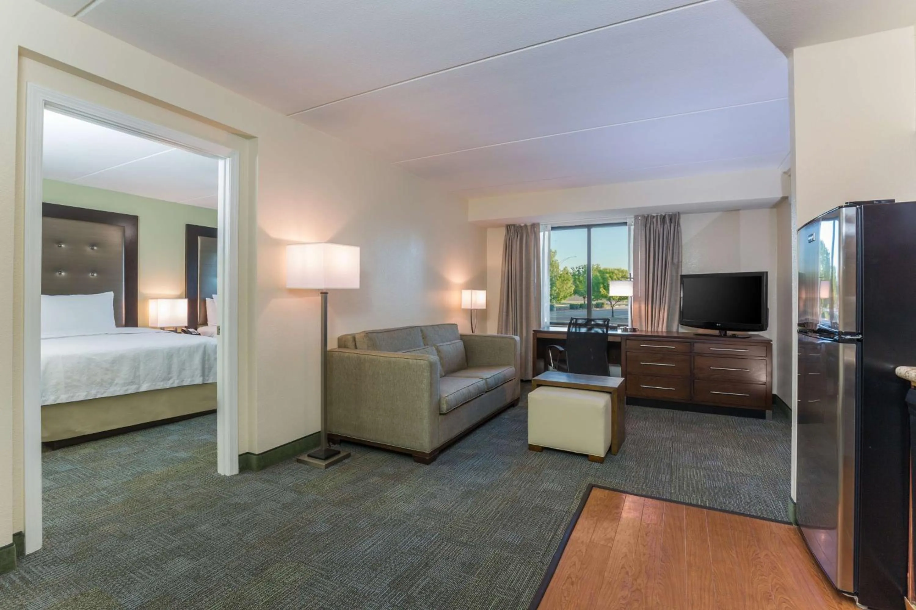 Living room, Bed in Homewood Suites by Hilton Ft. Worth-North at Fossil Creek