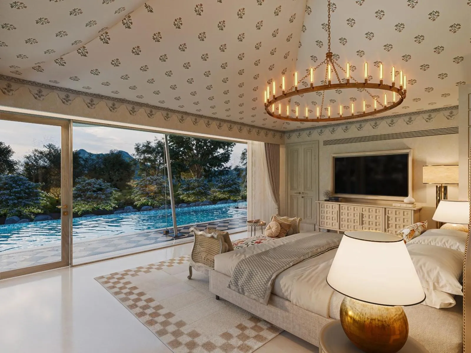 Bed in Taj Aravali Resort & Spa Udaipur