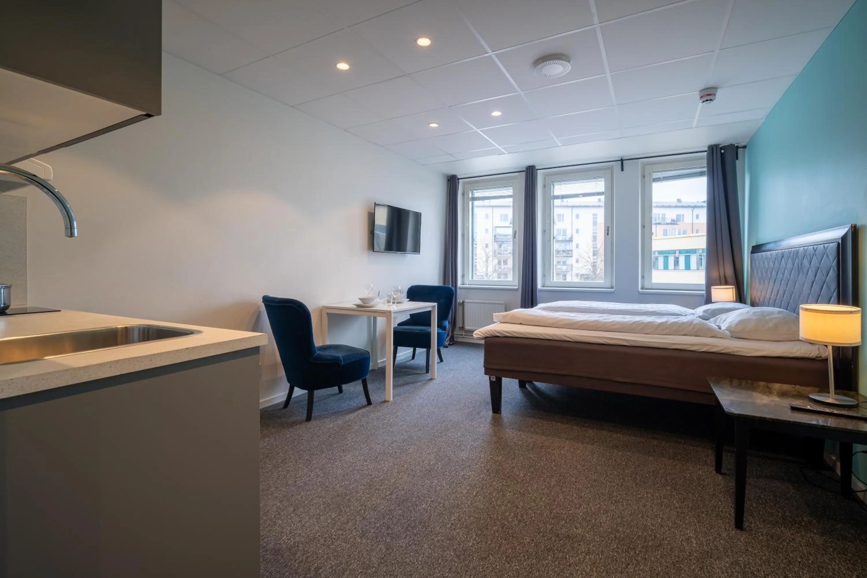 Bed in Stockholm Hotel Apartments Sollentuna