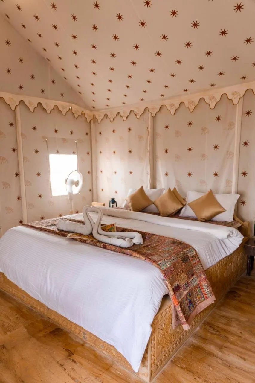 Bed in Nomads heaven desert camp jaisalmer