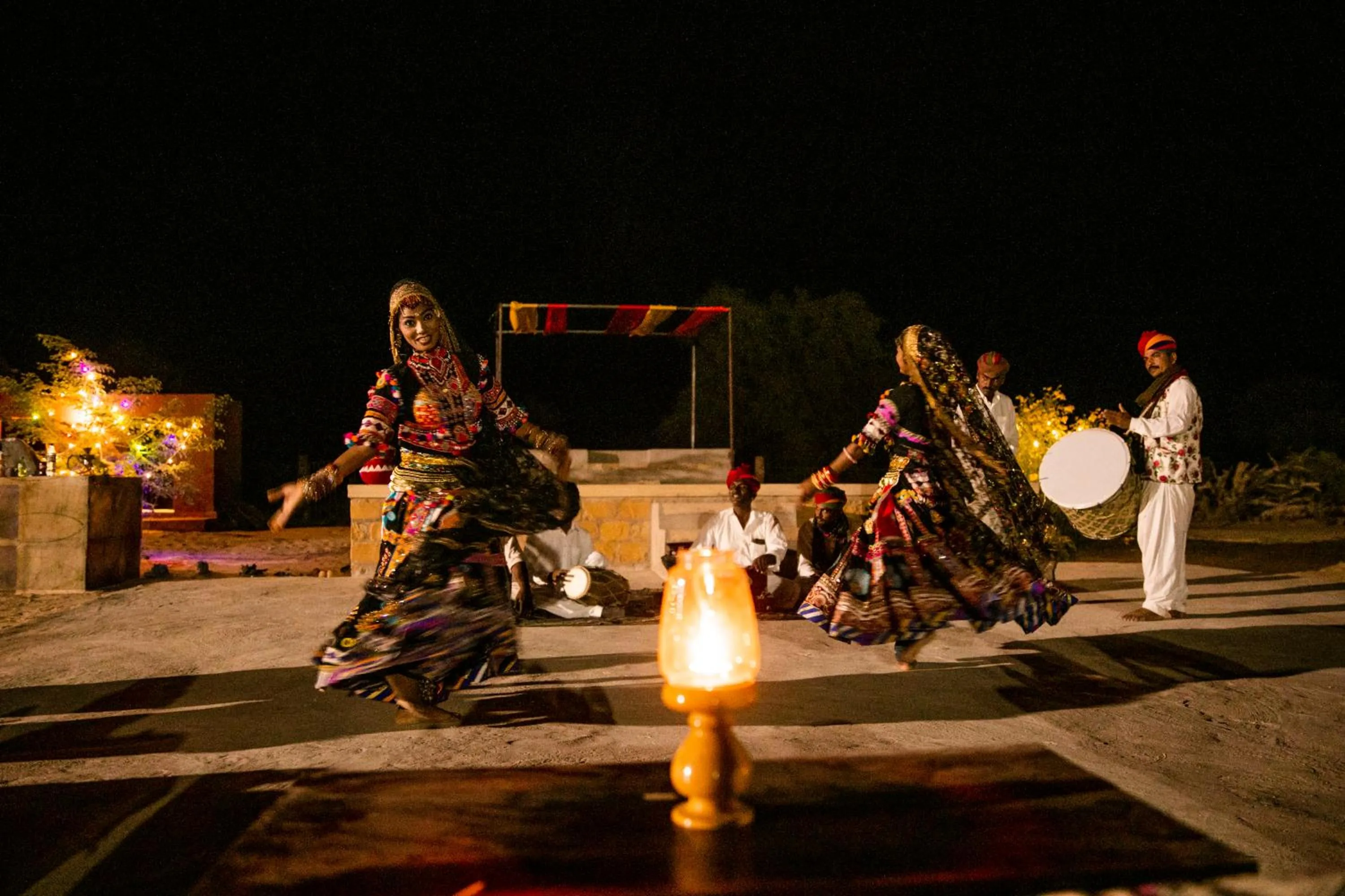 Evening entertainment in Nomads heaven desert camp jaisalmer