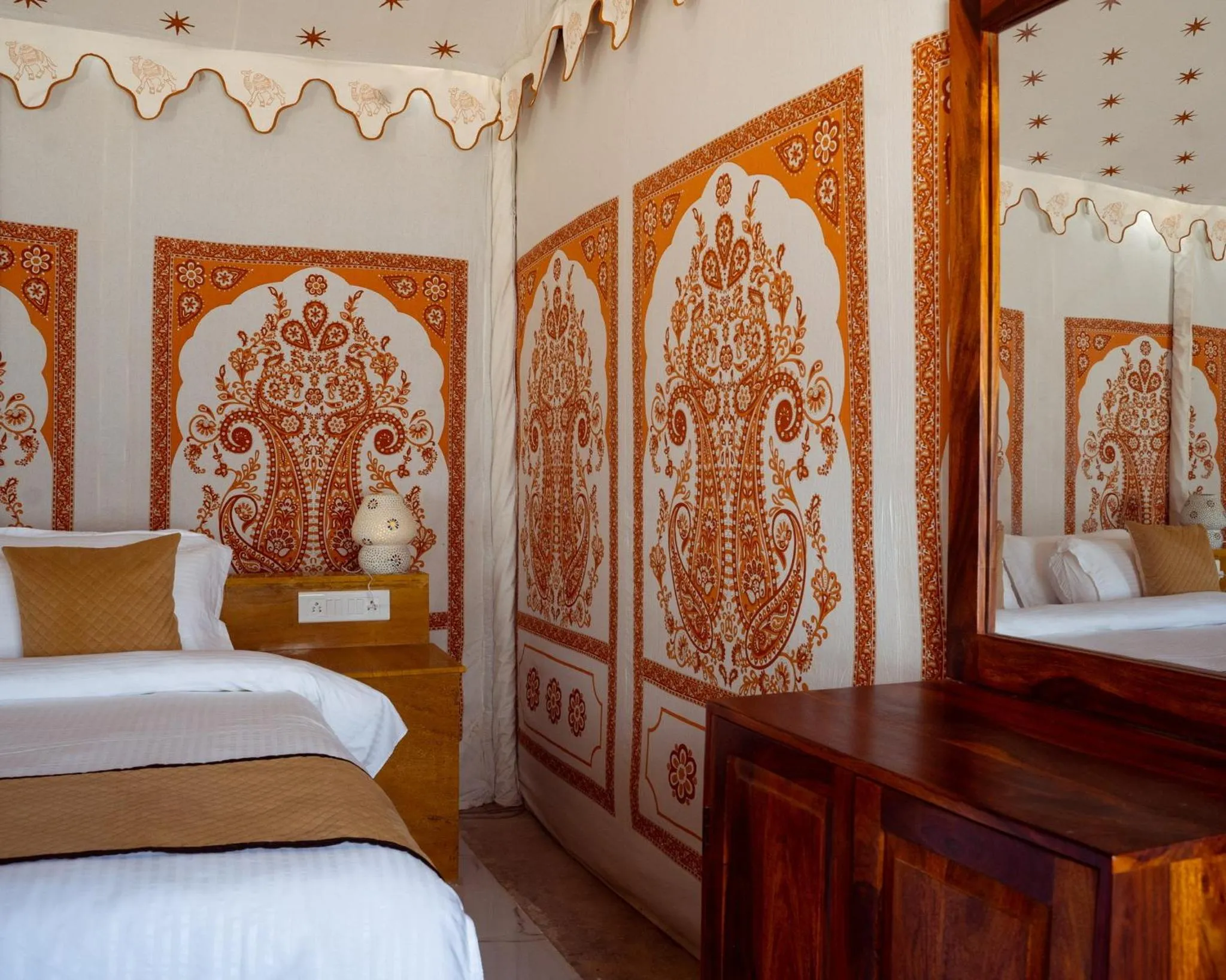 Bedroom, Bed in Nomads heaven desert camp jaisalmer