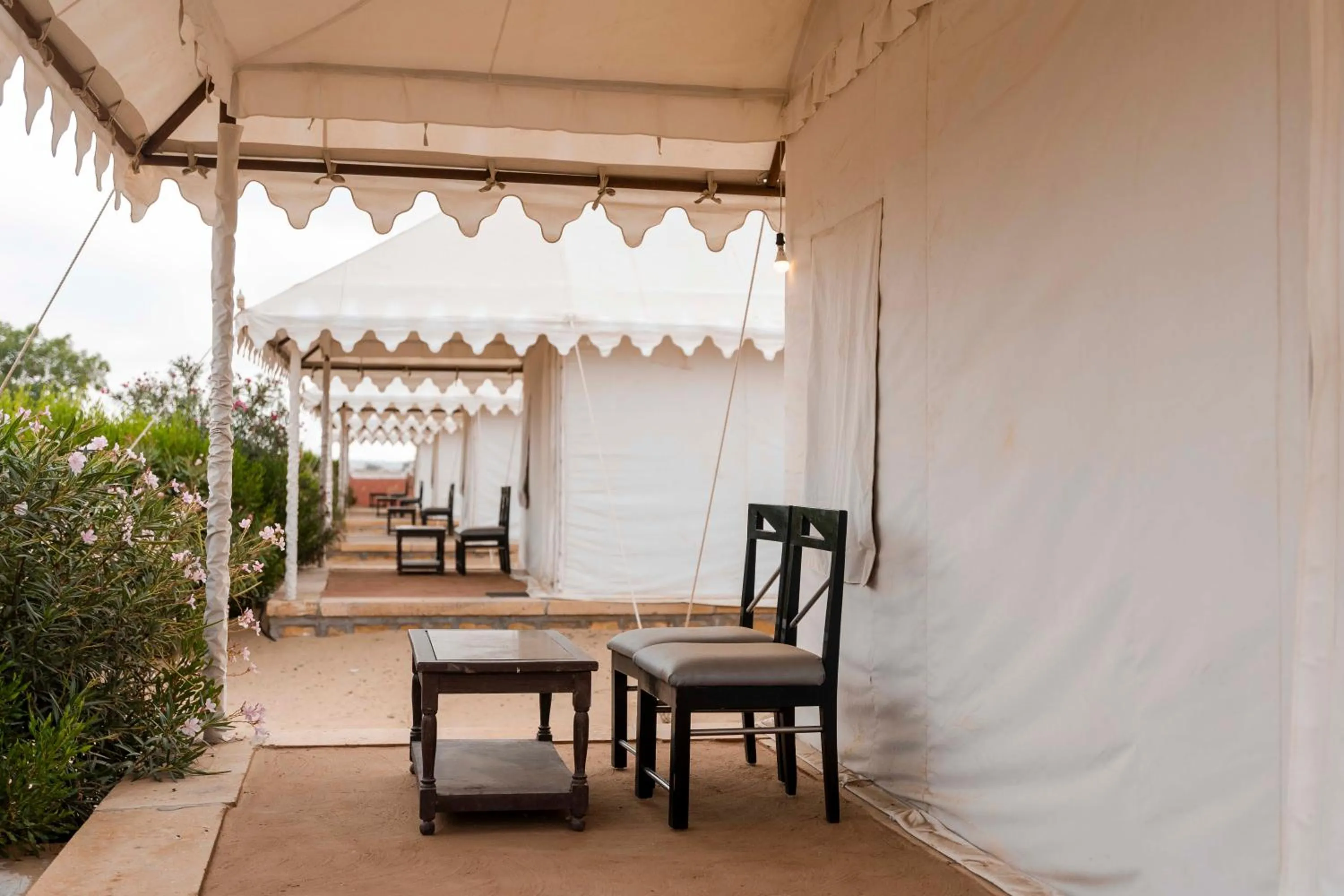 Seating area in Nomads heaven desert camp jaisalmer
