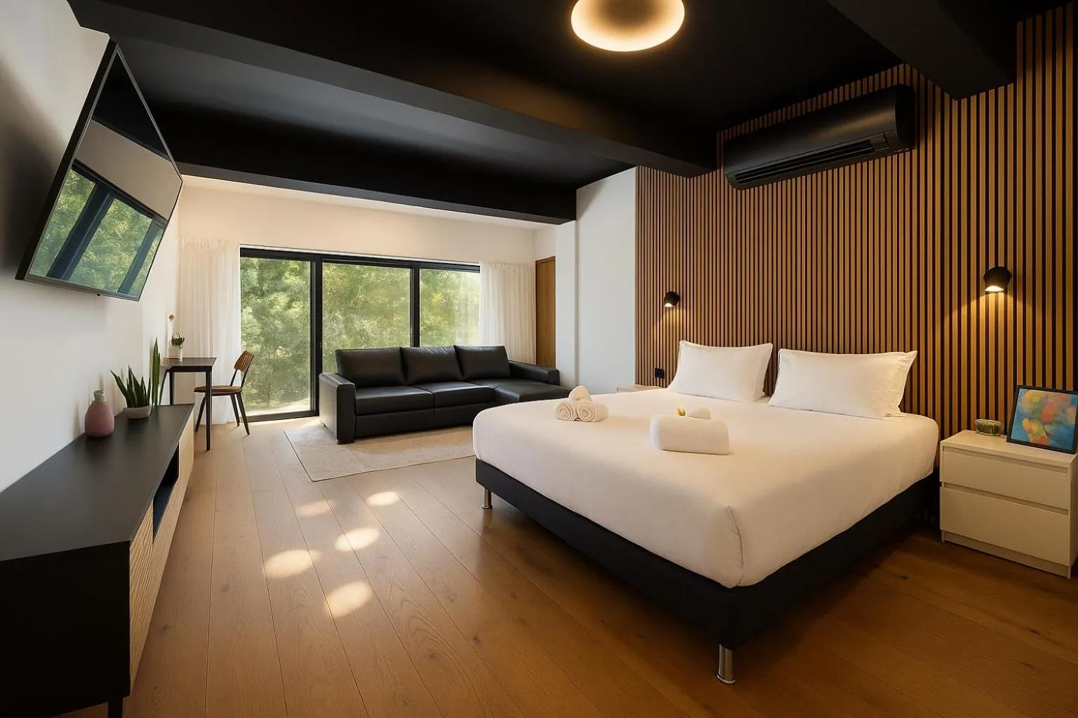 Living room, Bed in Mamilla view URBAN - Boutique hotel